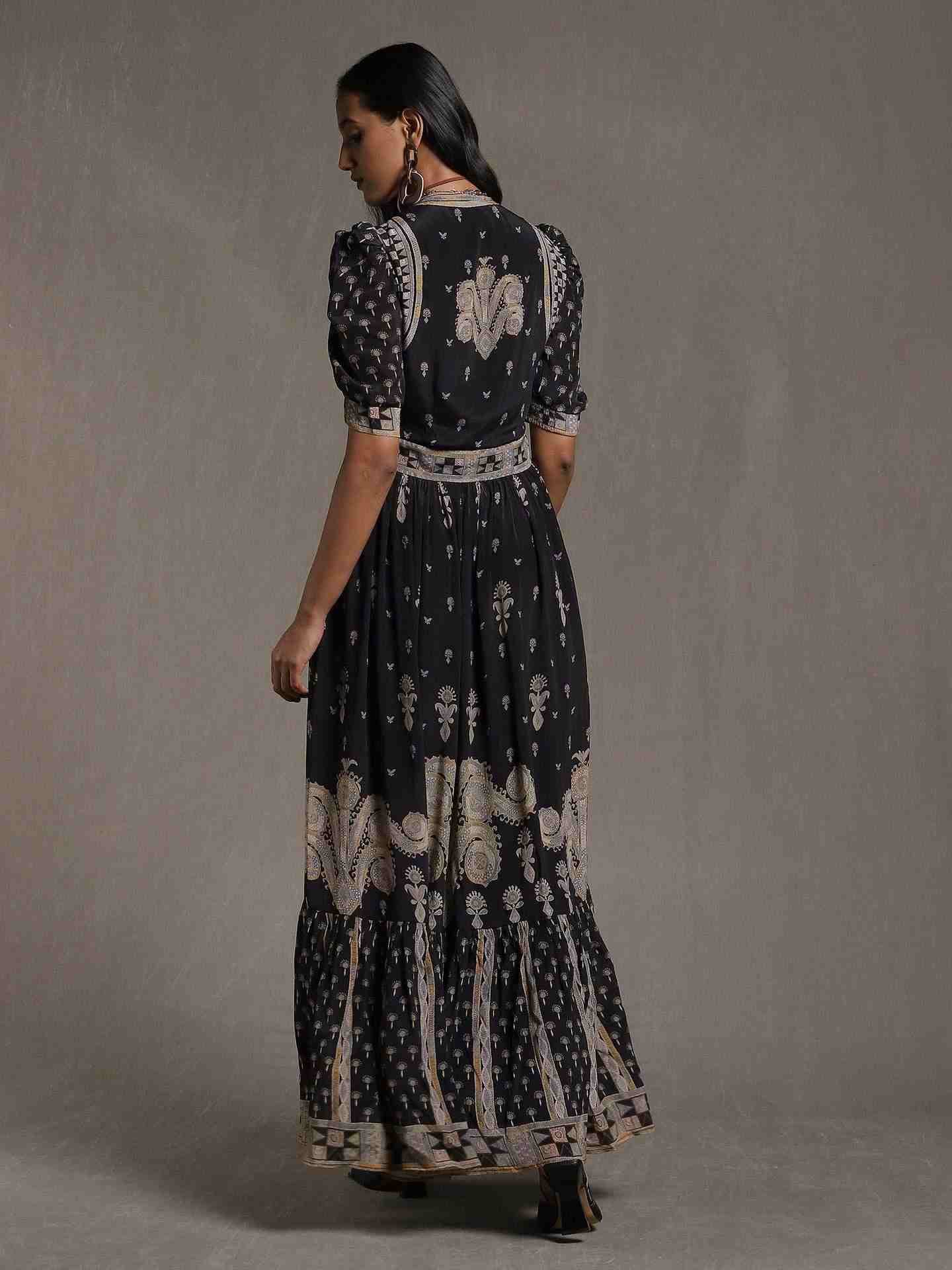 Black Rabari Crepe Dress