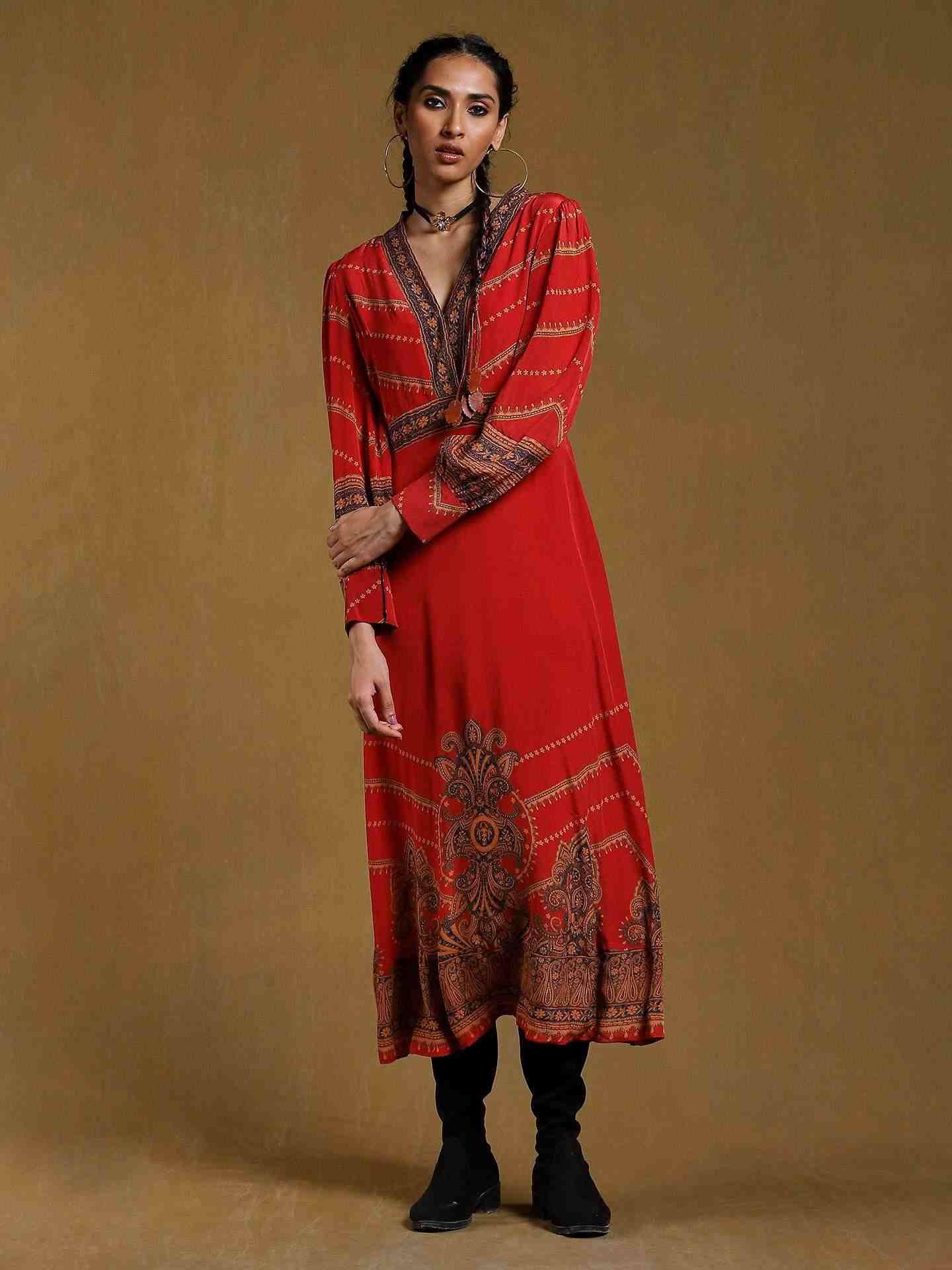 Red Pestelle Crepe Shift Dress