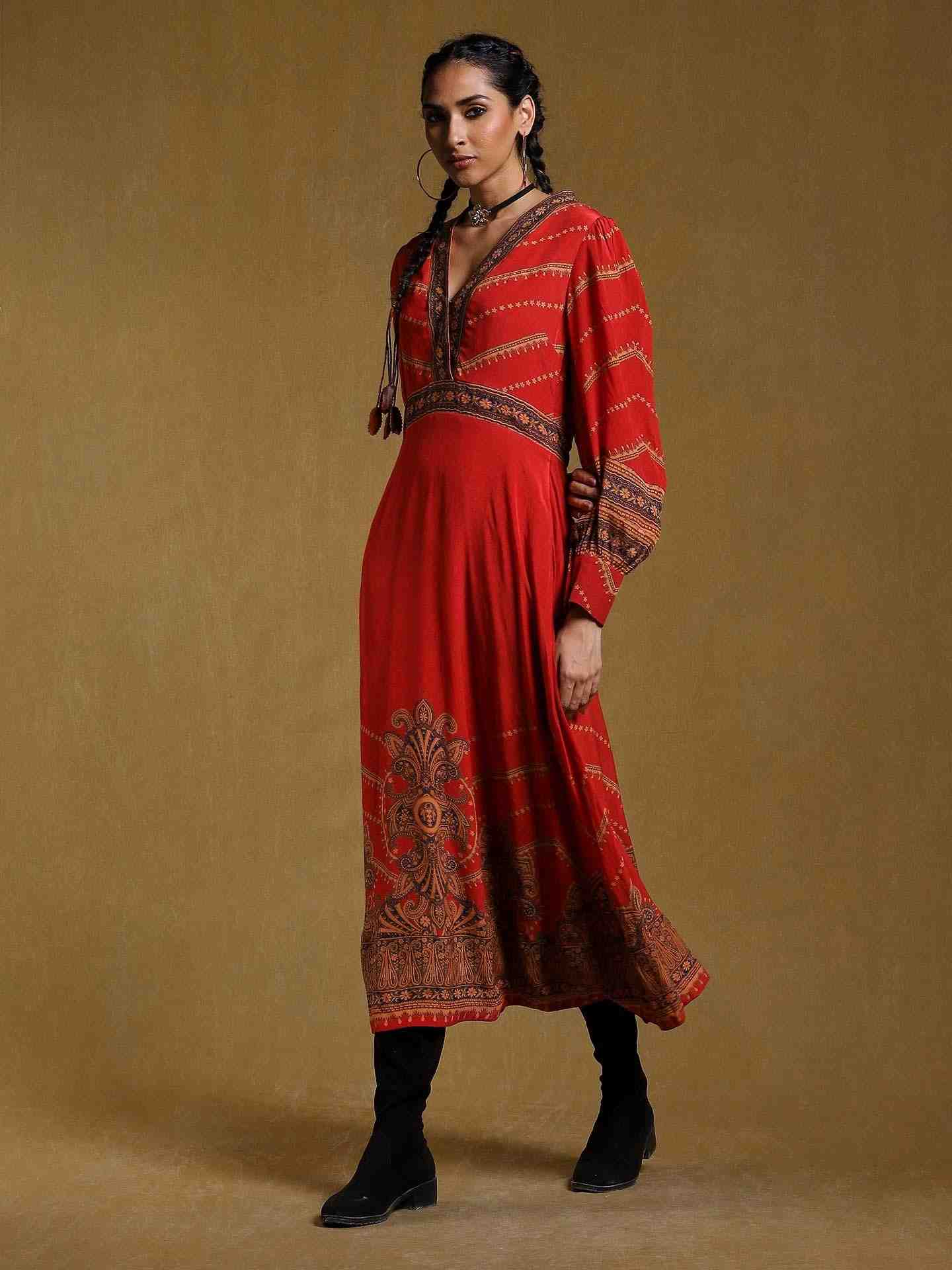 Red Pestelle Crepe Shift Dress