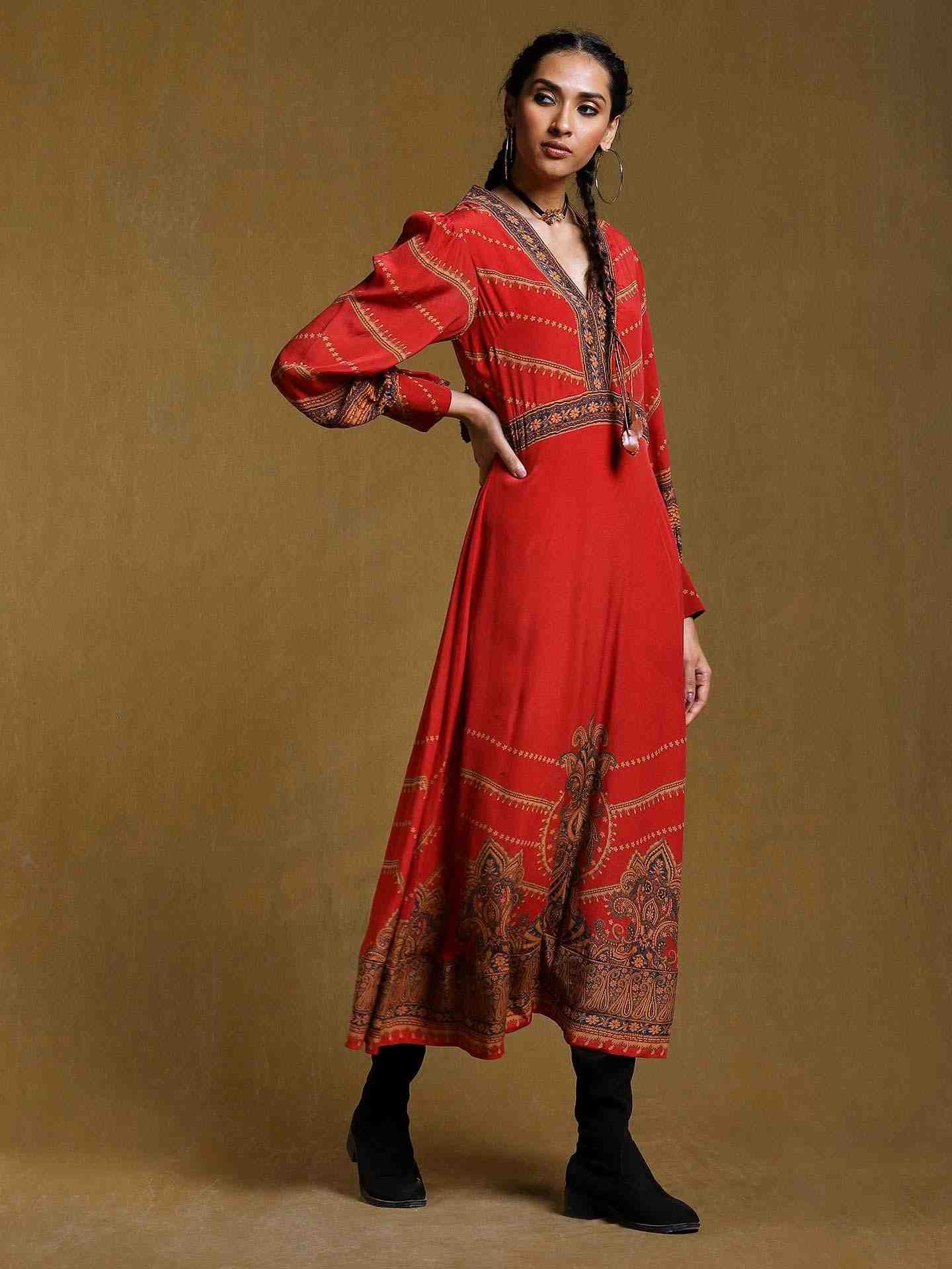 Red Pestelle Crepe Shift Dress