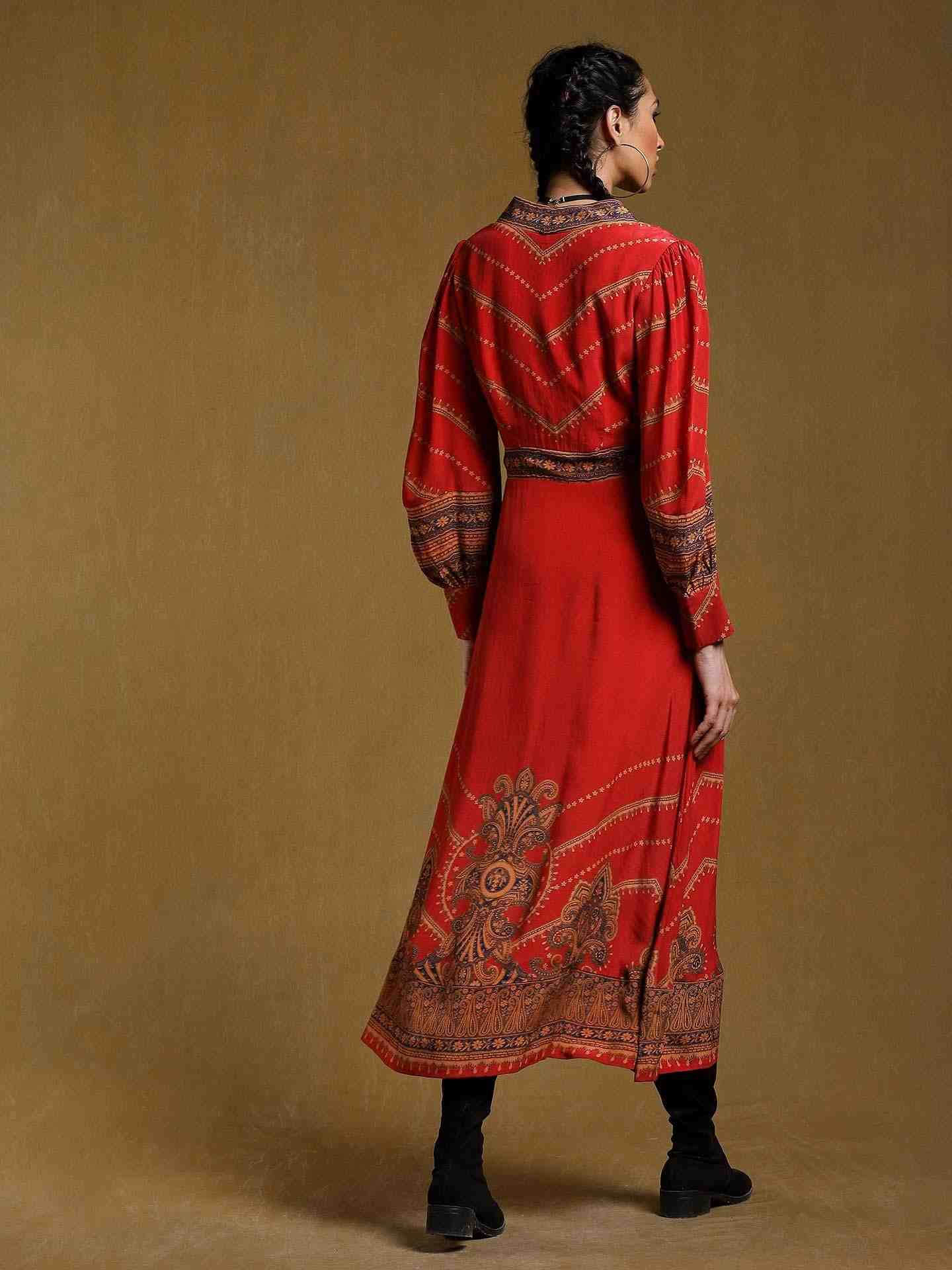 Red Pestelle Crepe Shift Dress