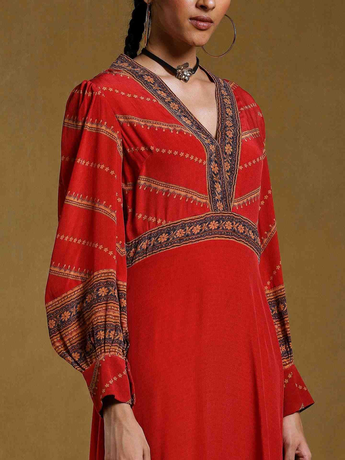 Red Pestelle Crepe Shift Dress