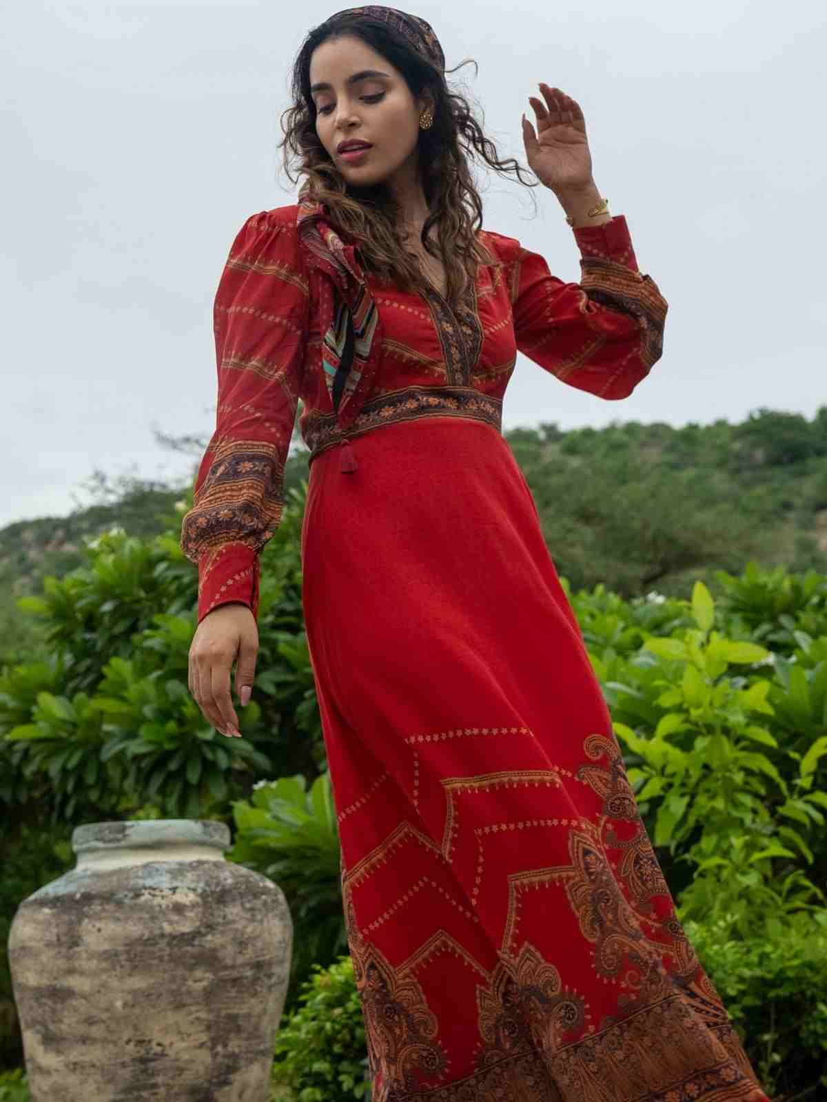 Red Pestelle Crepe Shift Dress