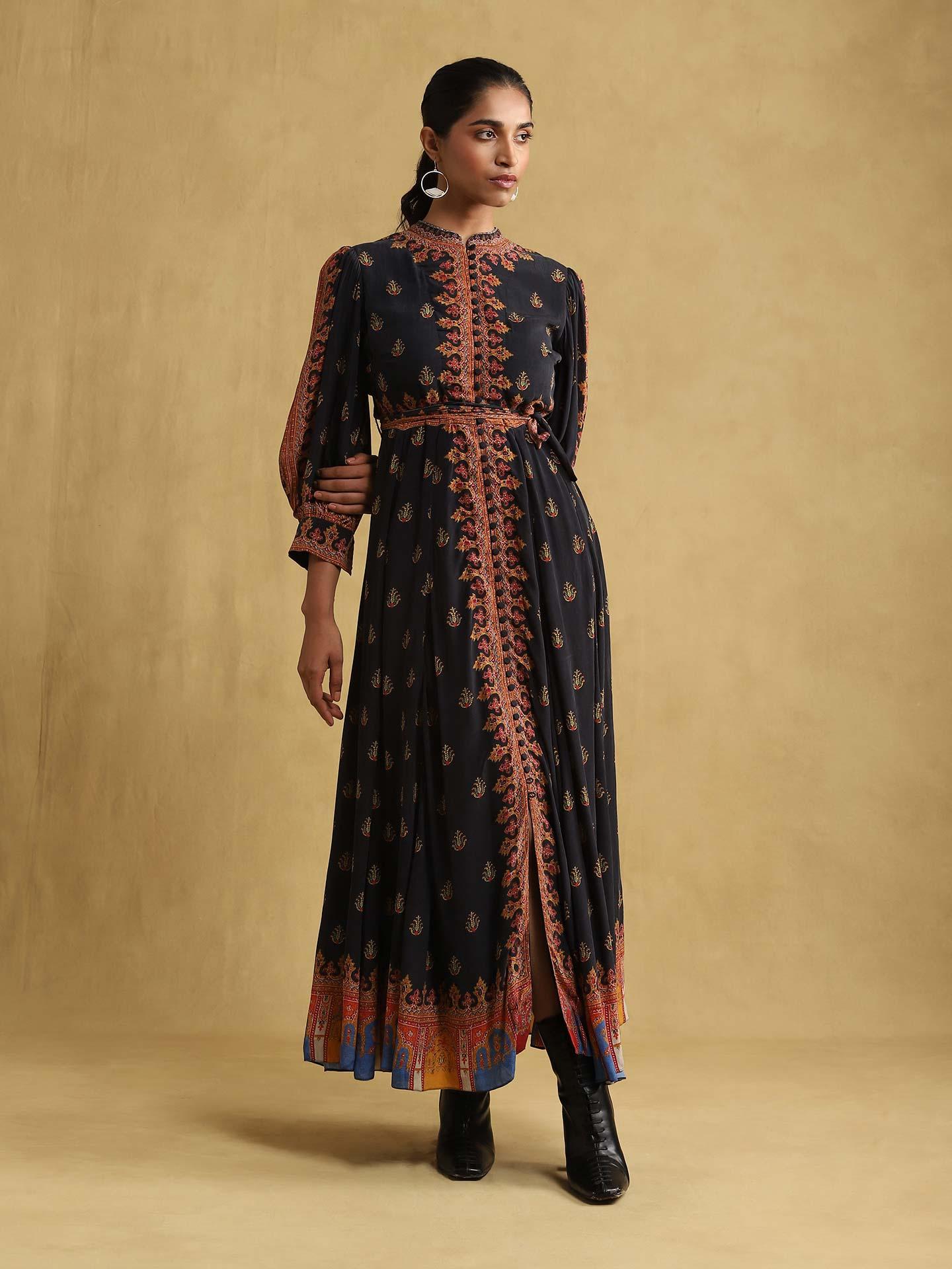 Black Jaitun Crepe Shift Dress