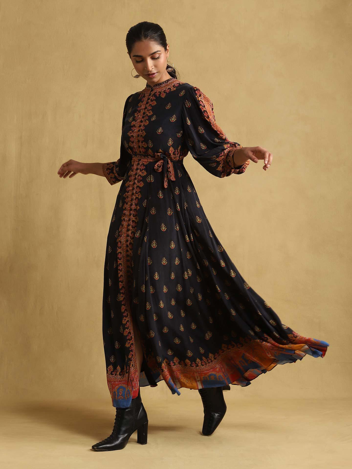 Black Jaitun Crepe Shift Dress