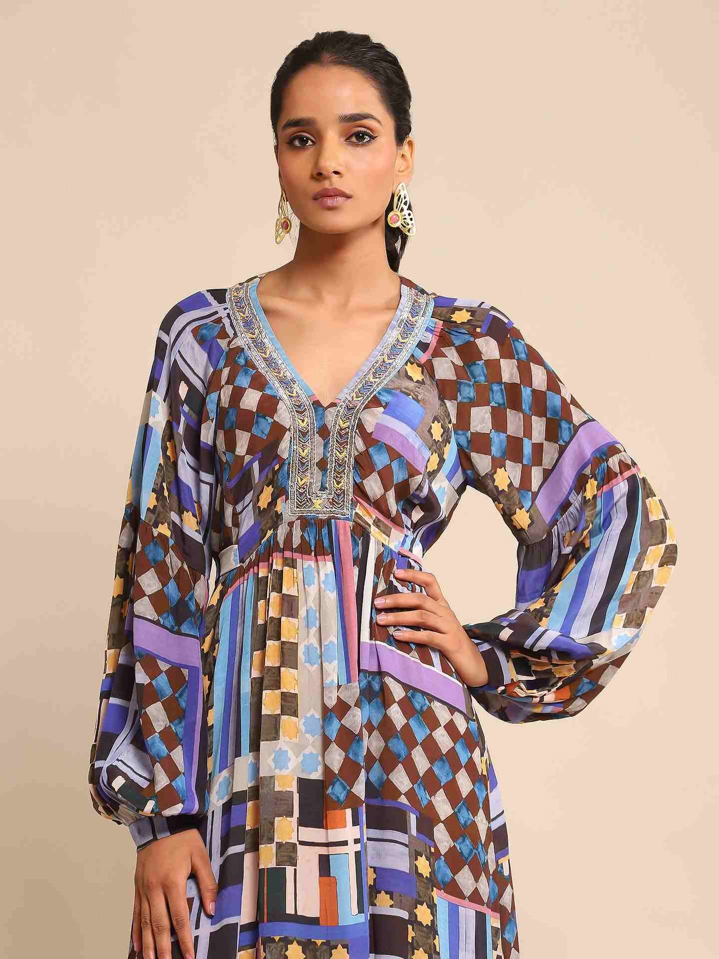 Blue Zelig Crepe Dress