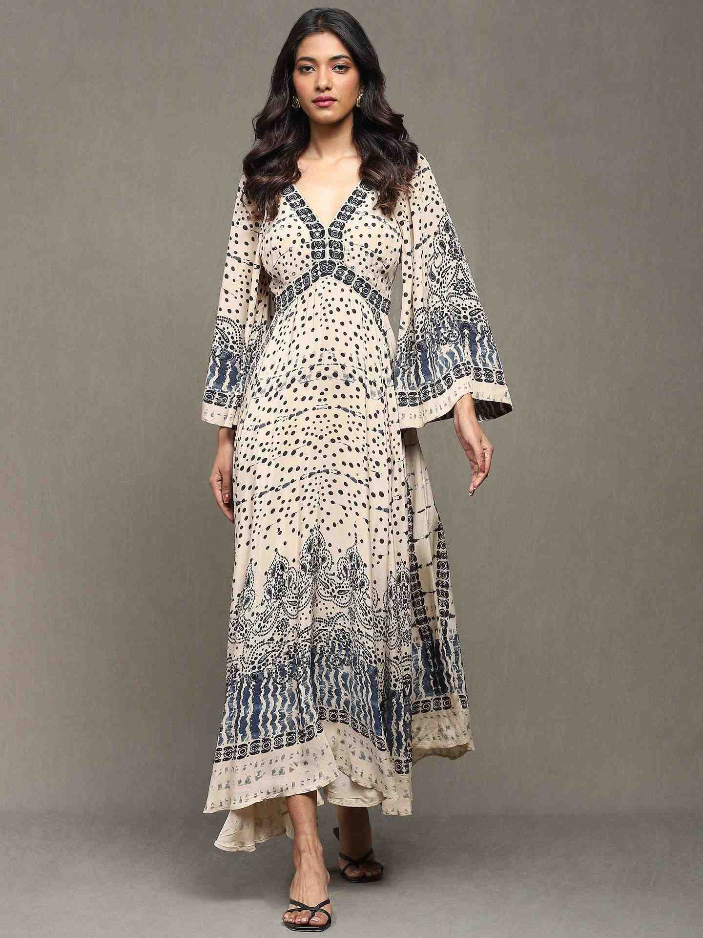 Beige Devesh Crepe Dress