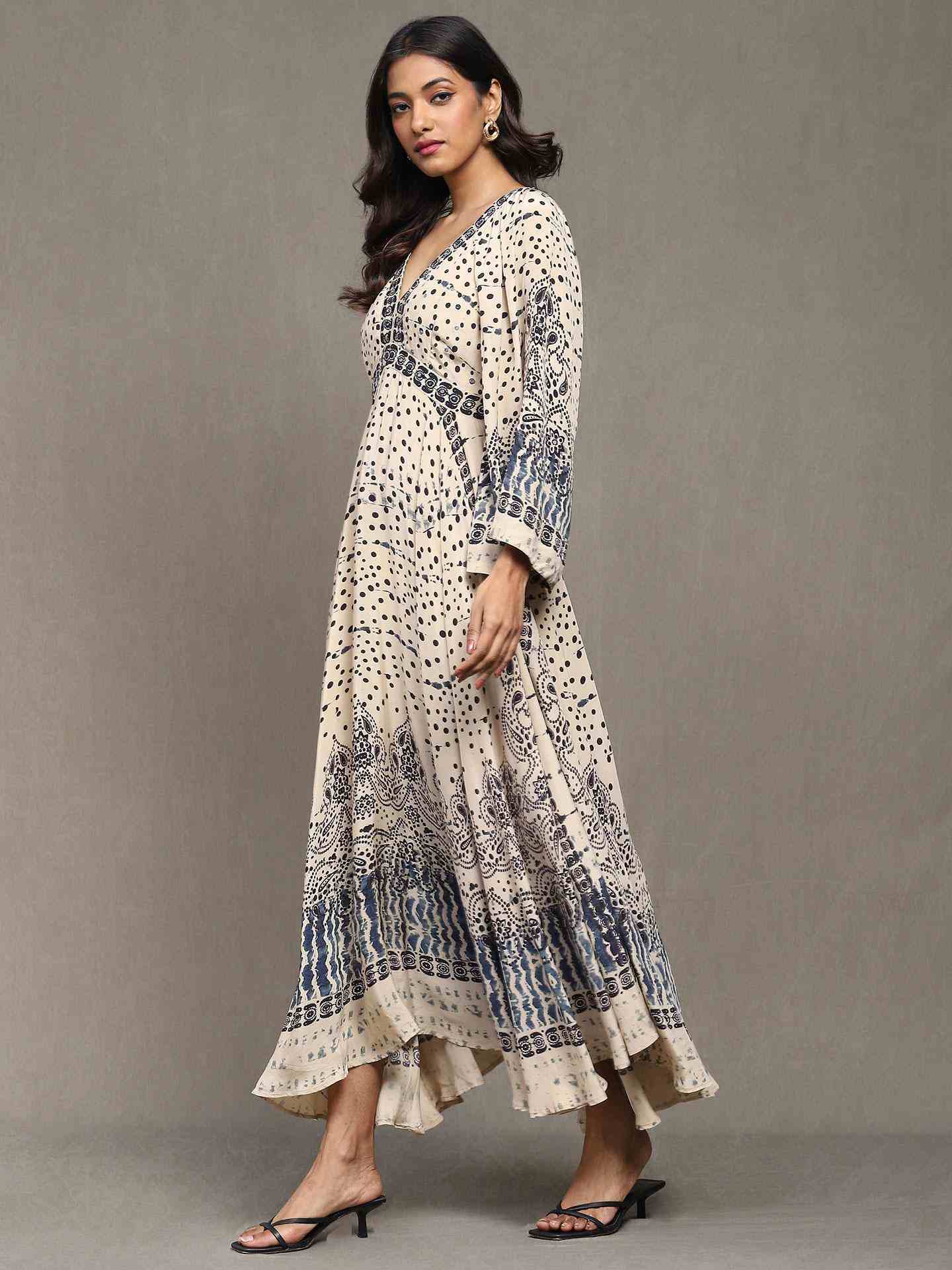 Beige Devesh Crepe Dress