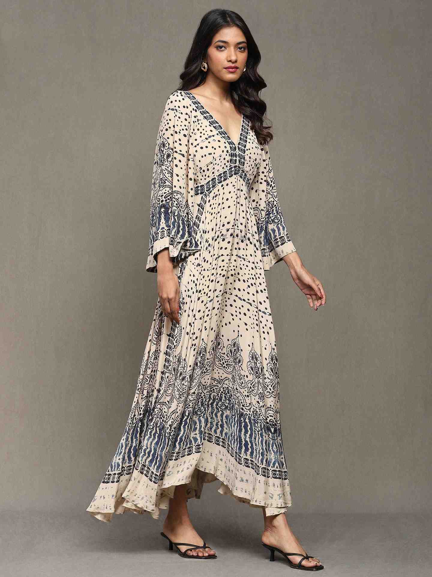 Beige Devesh Crepe Dress
