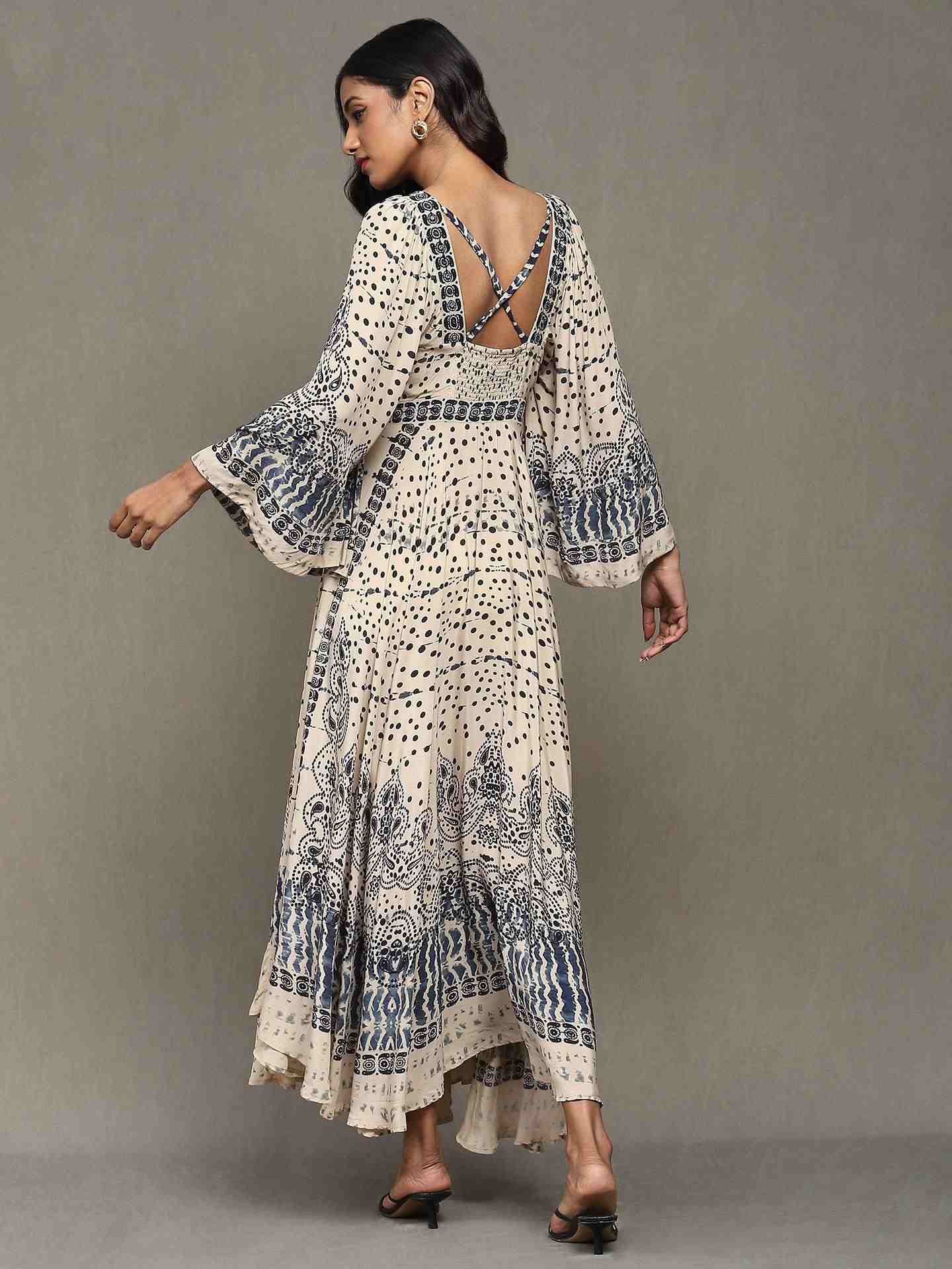 Beige Devesh Crepe Dress