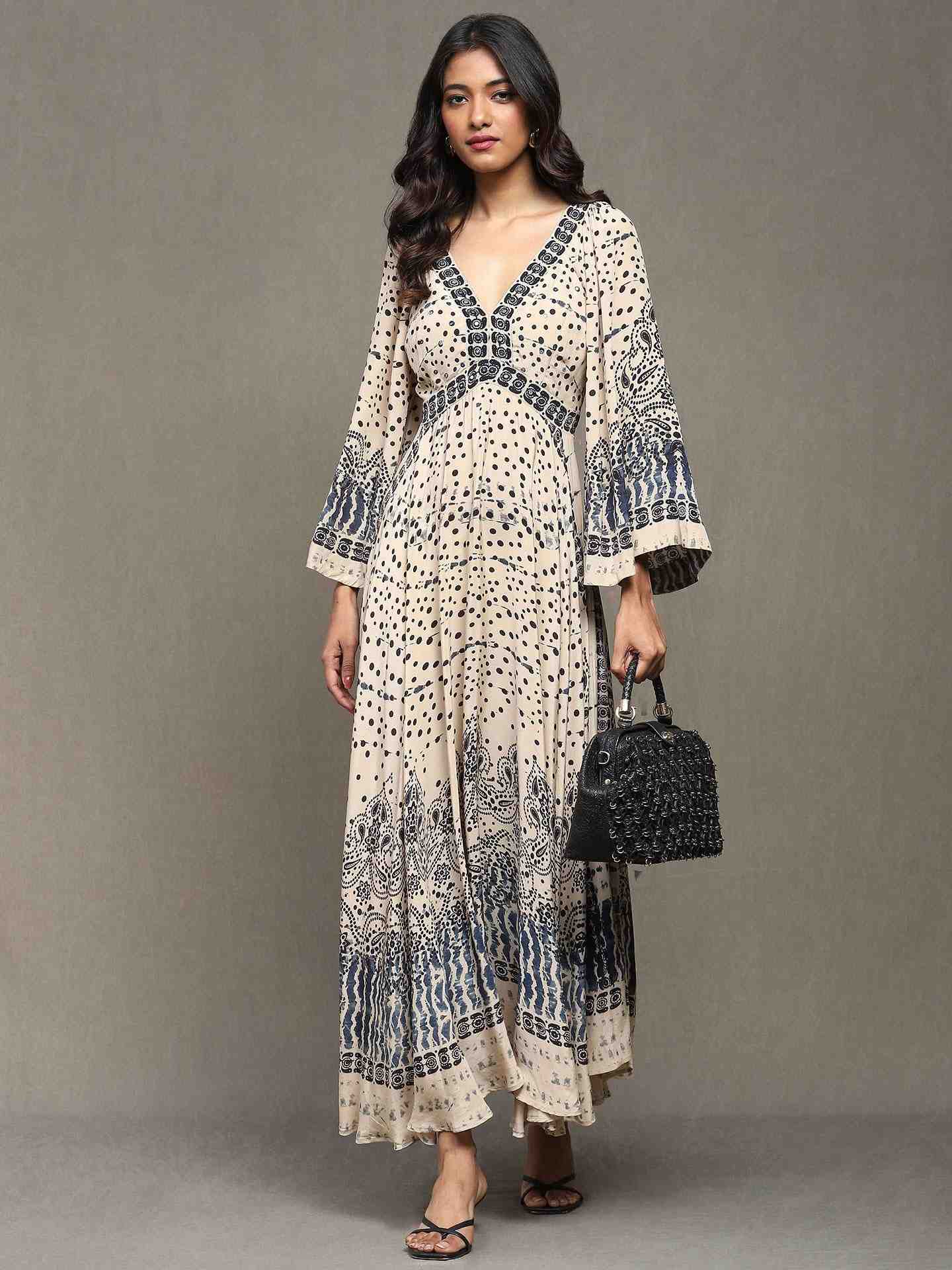 Beige Devesh Crepe Dress