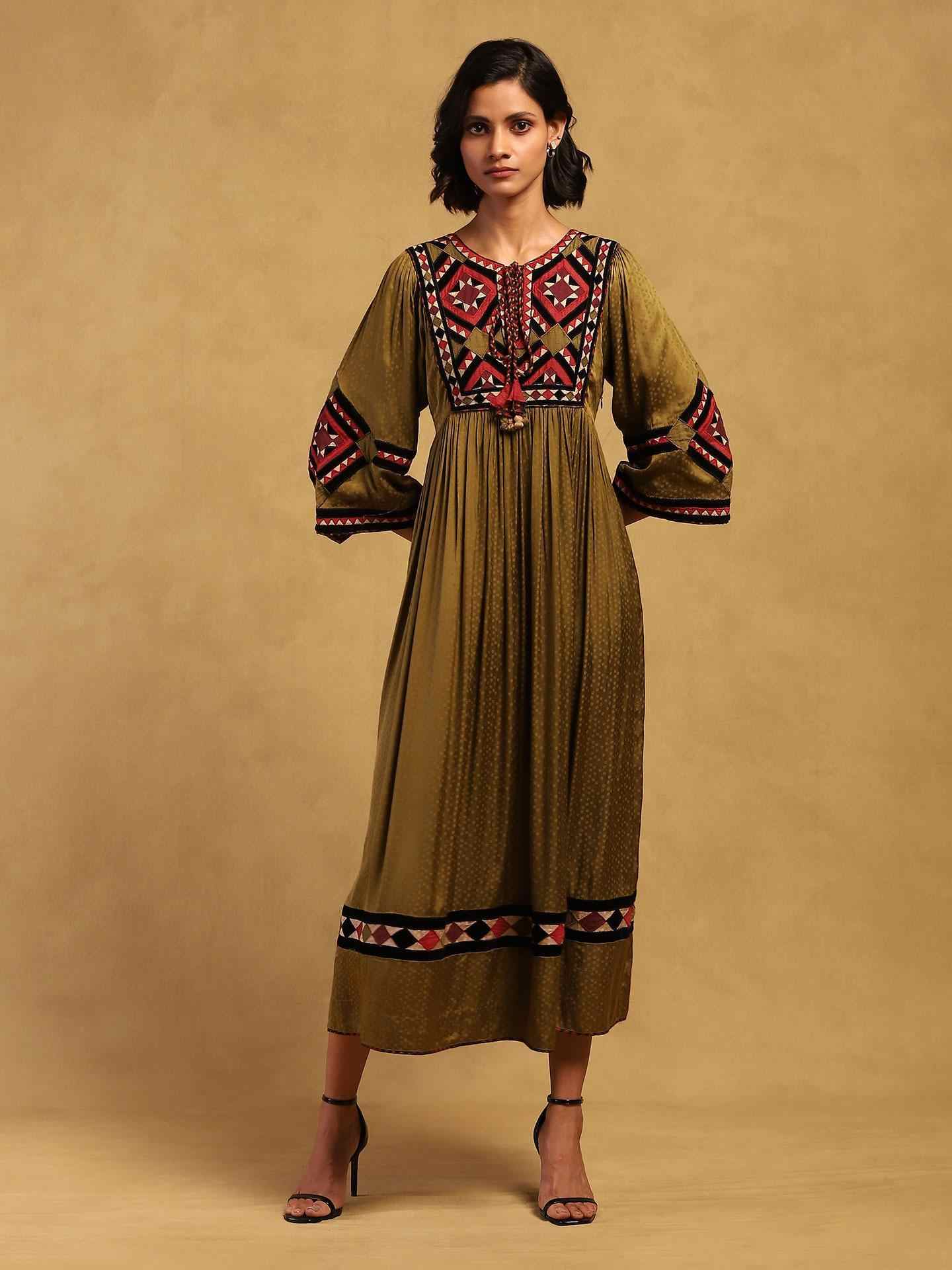 Green Millary Long Dress