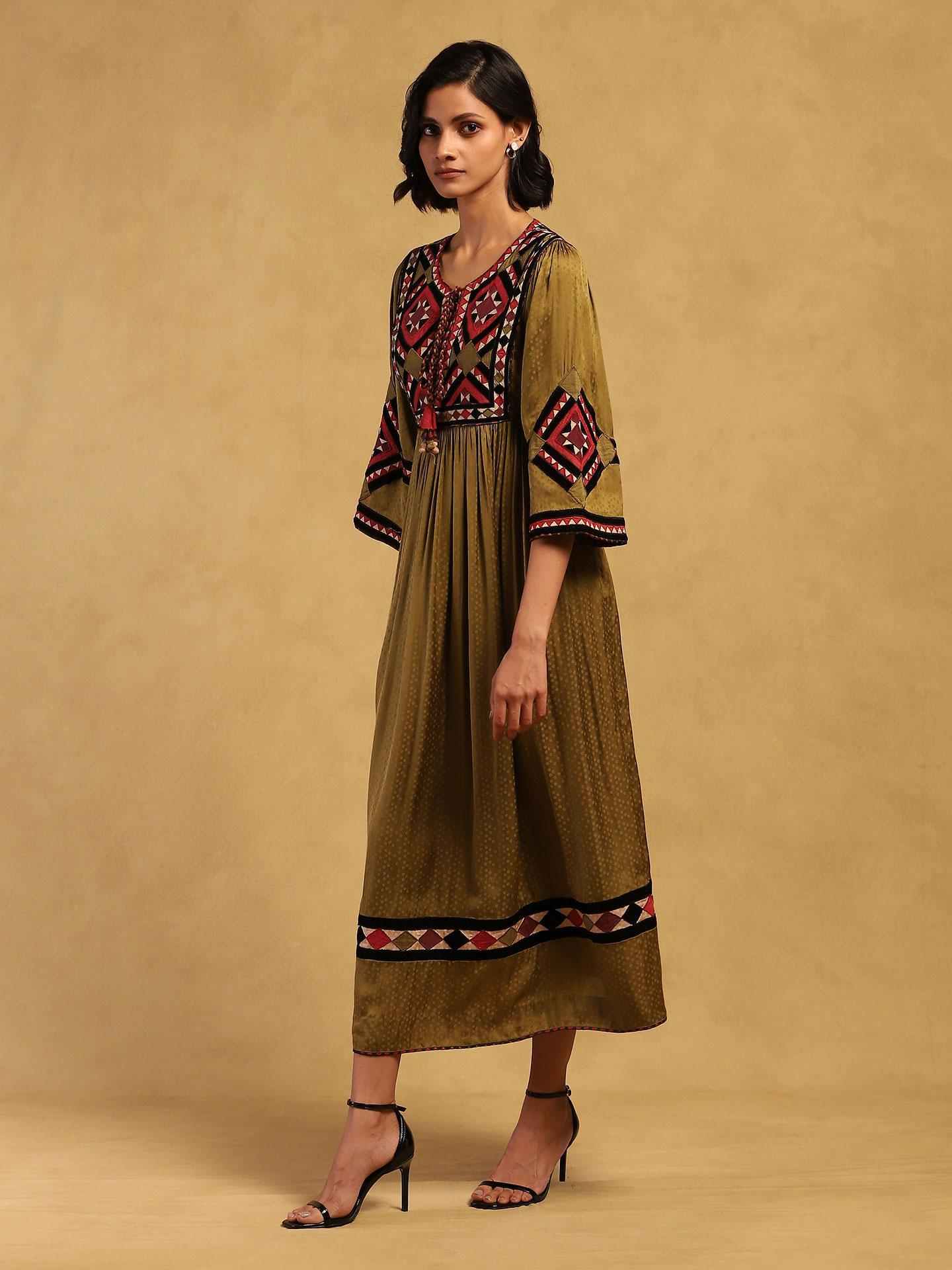 Green Millary Long Dress