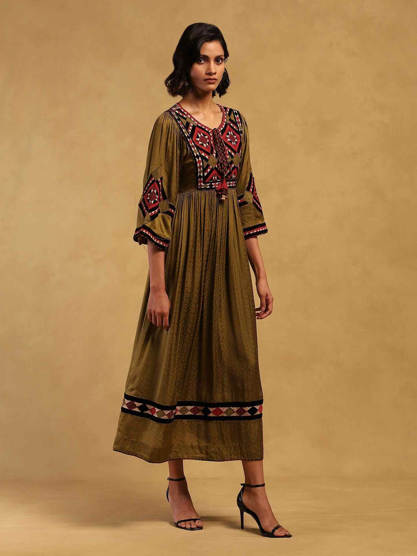 Green Millary Long Dress