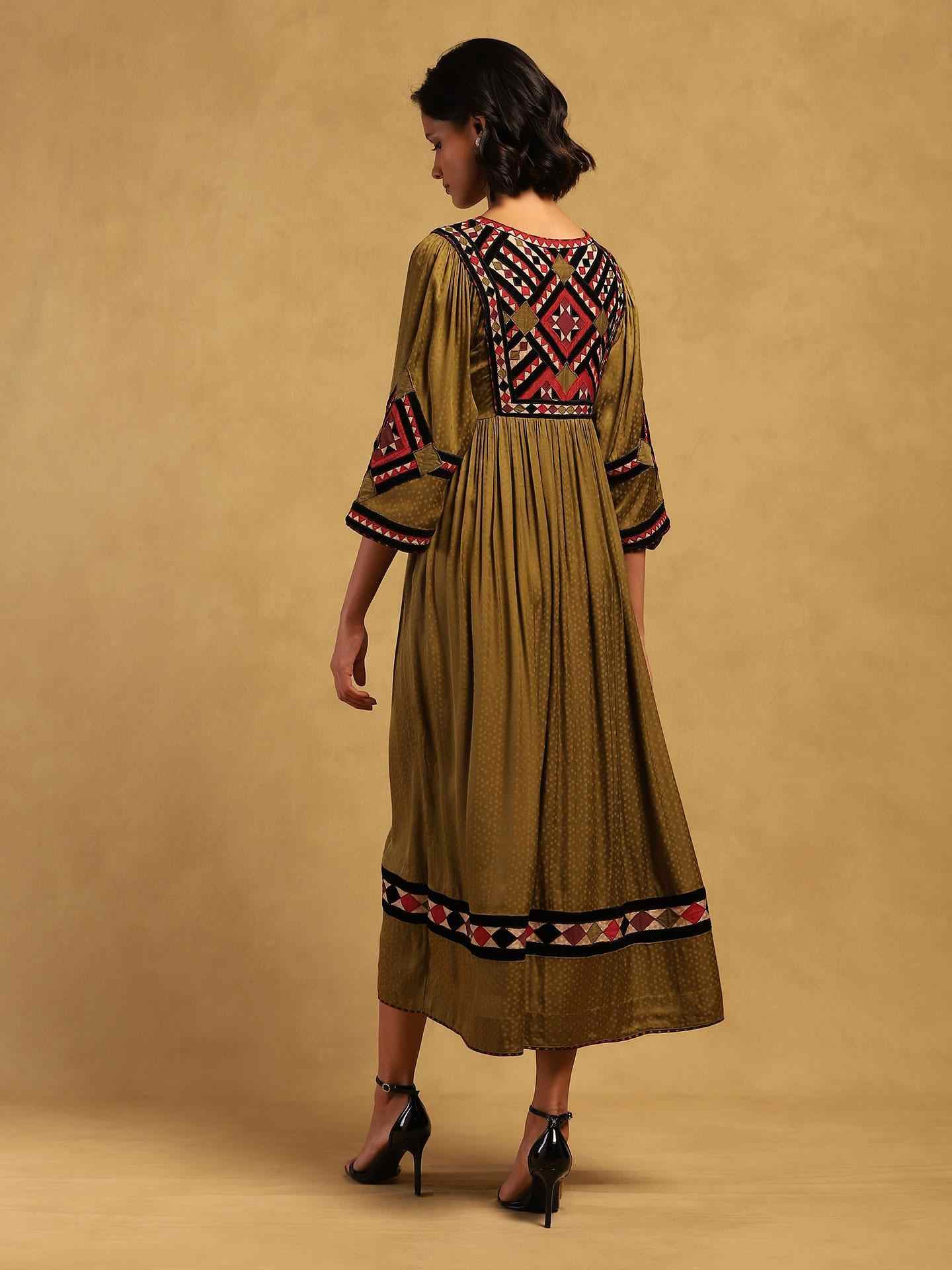 Green Millary Long Dress