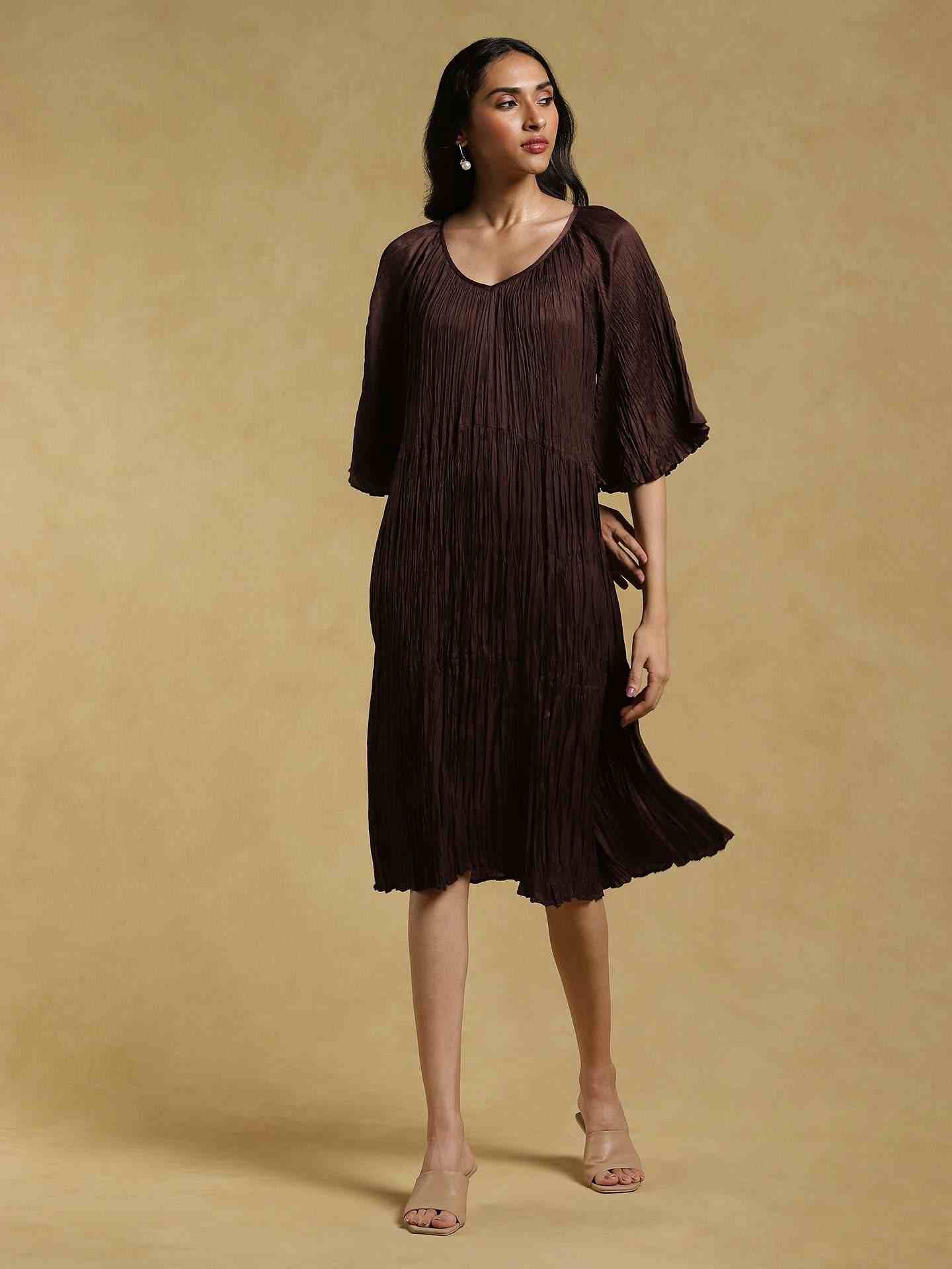 Coffee Ethereal Satin Dress