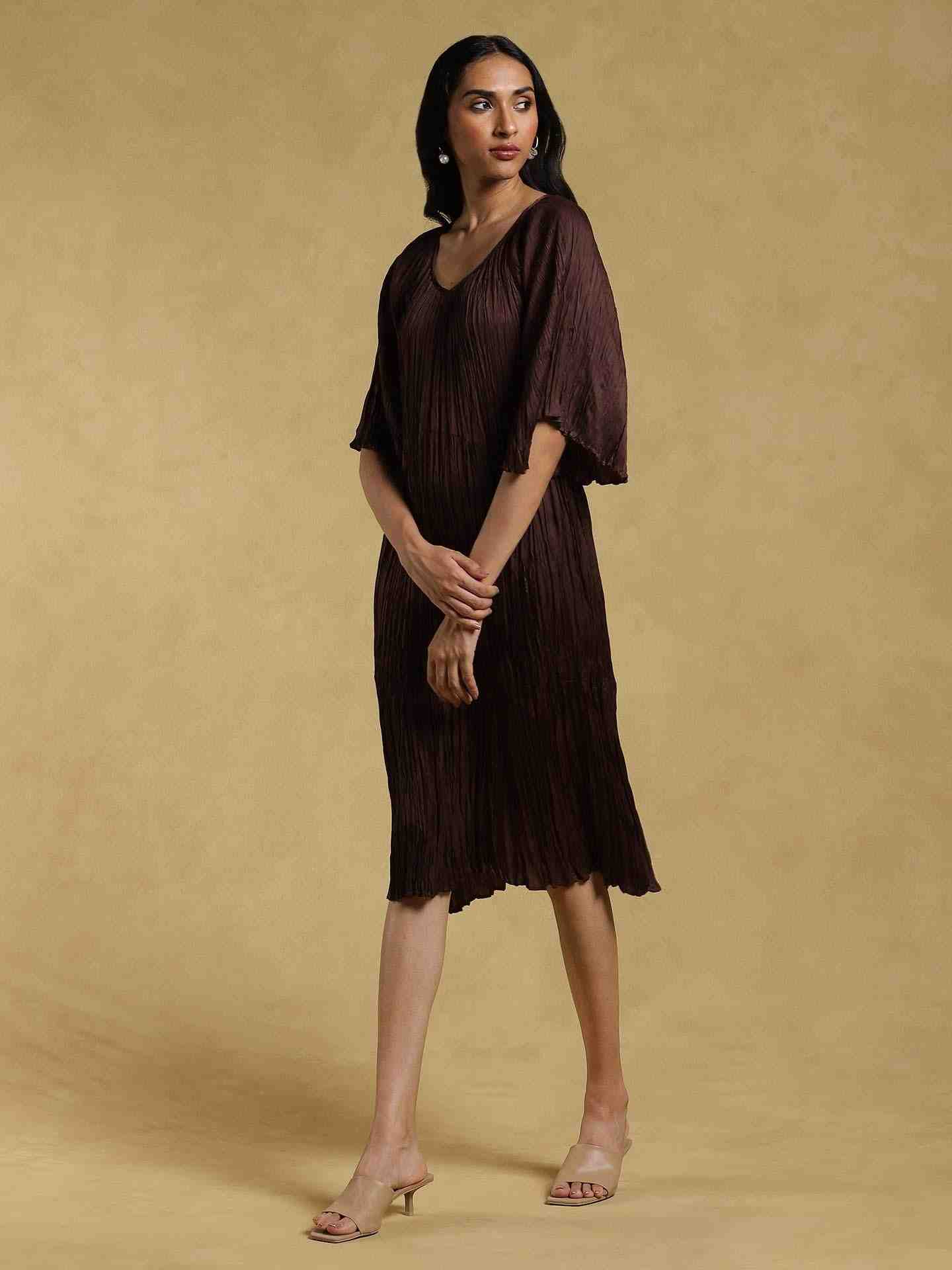 Coffee Ethereal Satin Dress