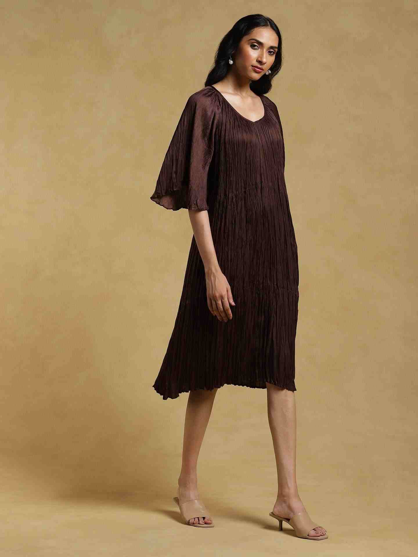 Coffee Ethereal Satin Dress