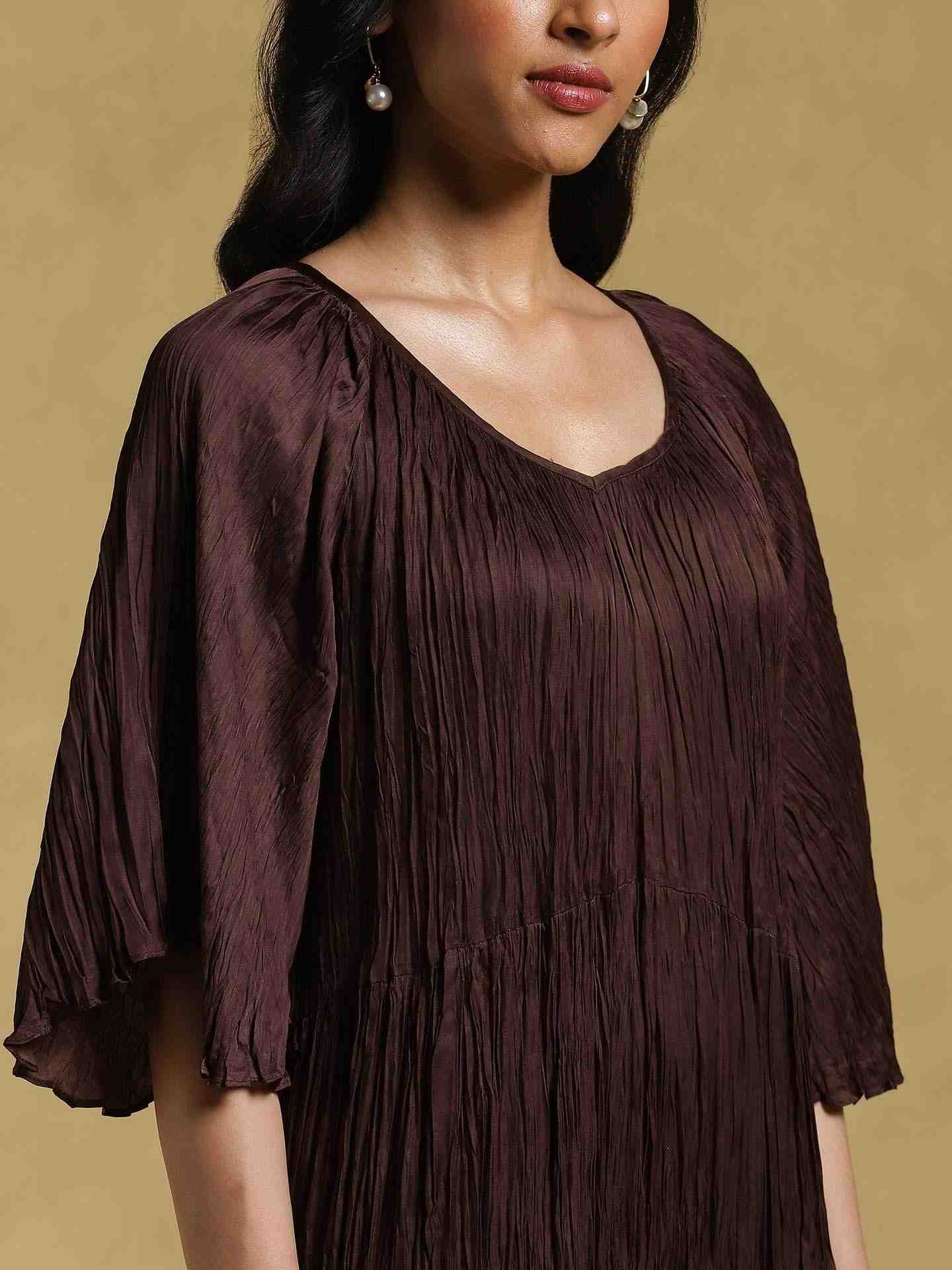 Coffee Ethereal Satin Dress