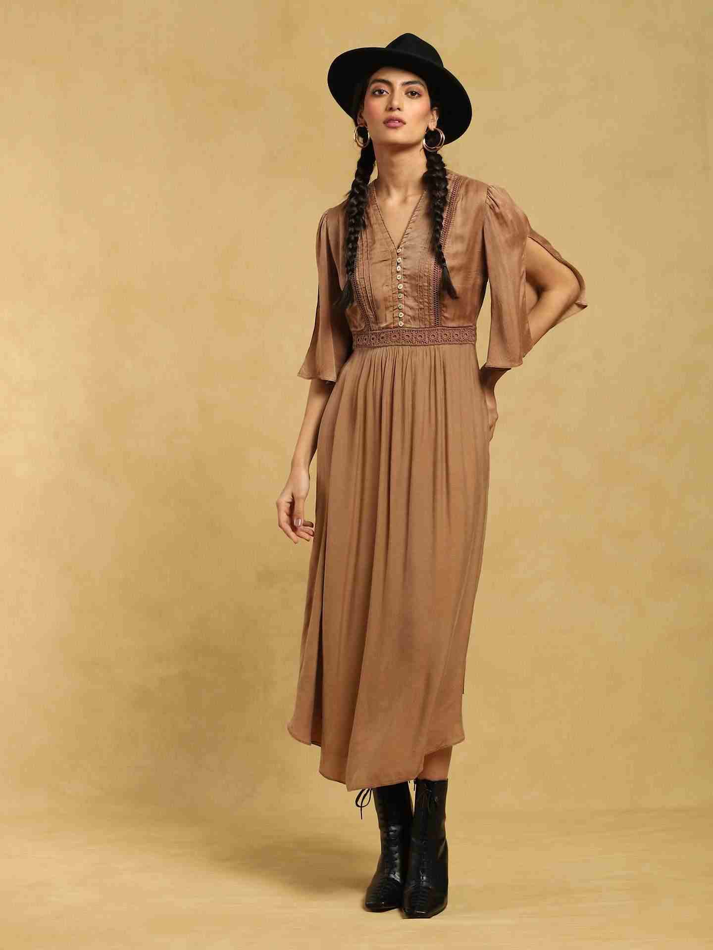 Brown Masai Mara Satin Dress