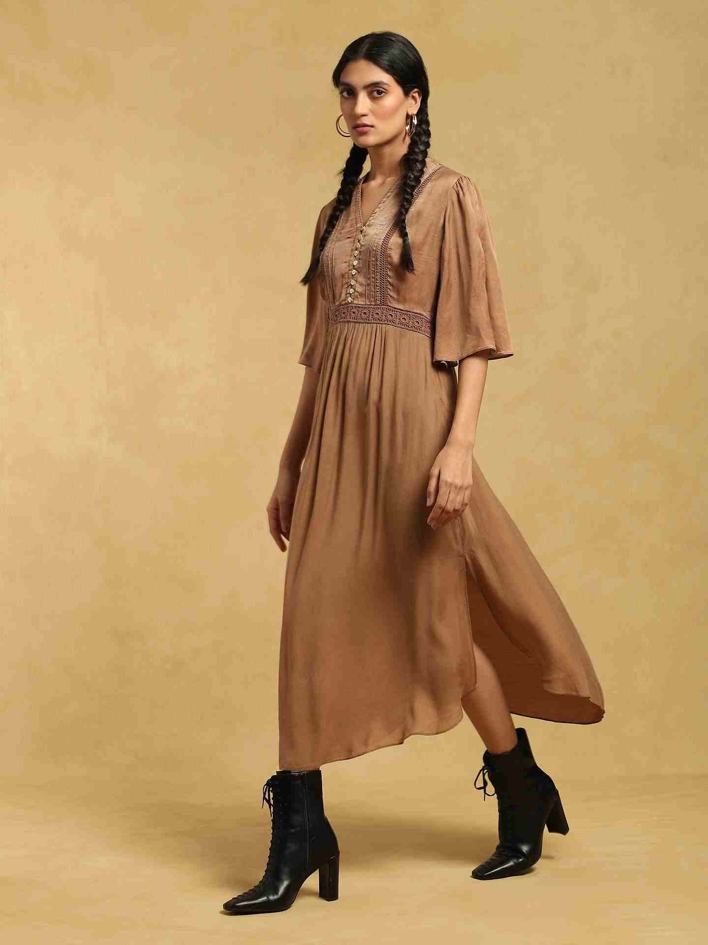 Brown Masai Mara Satin Dress