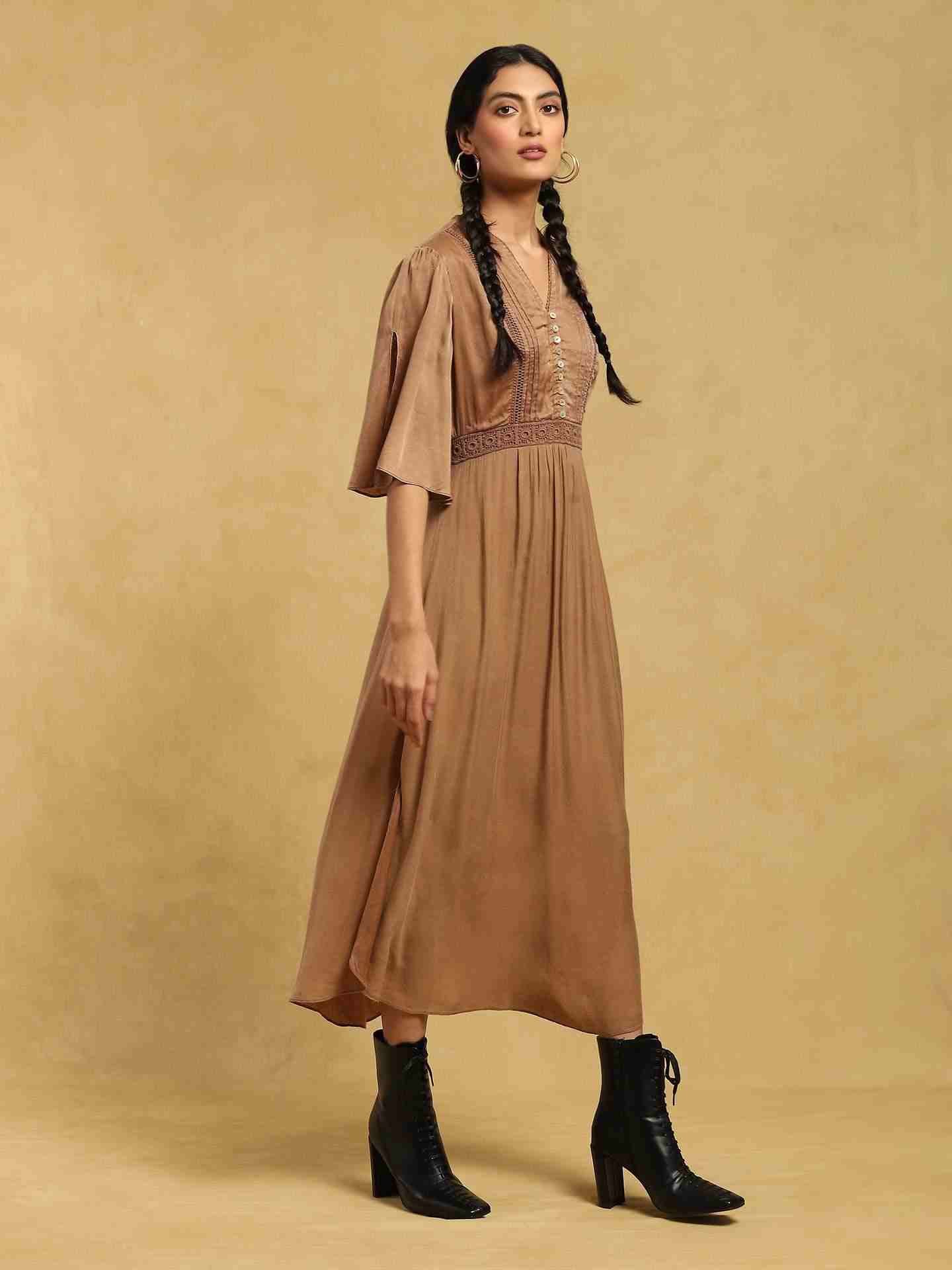 Brown Masai Mara Satin Dress