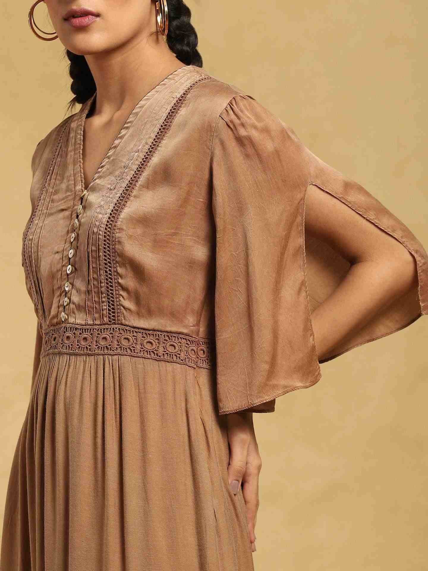 Brown Masai Mara Satin Dress