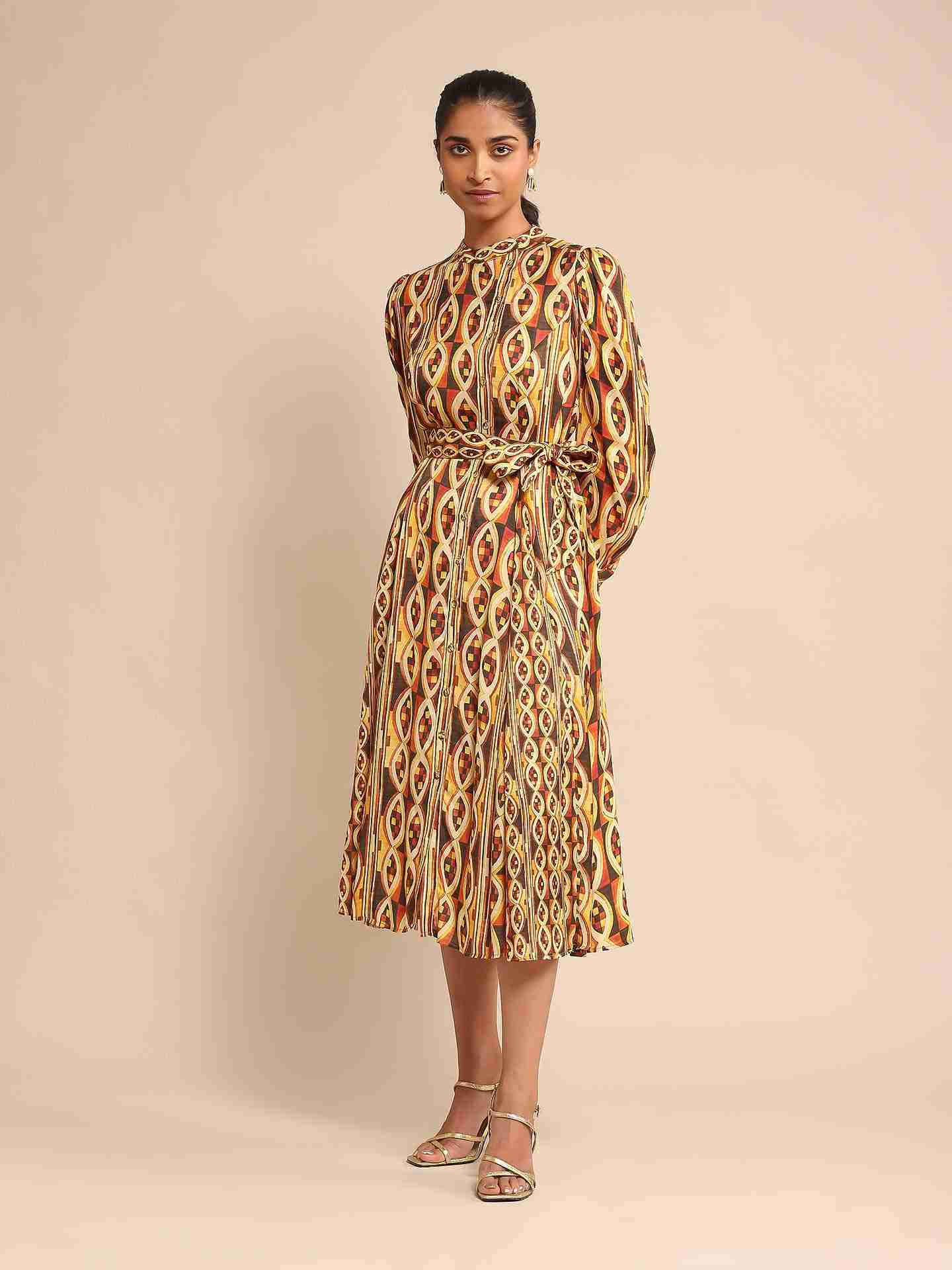 Rust Rubix Midi Dress