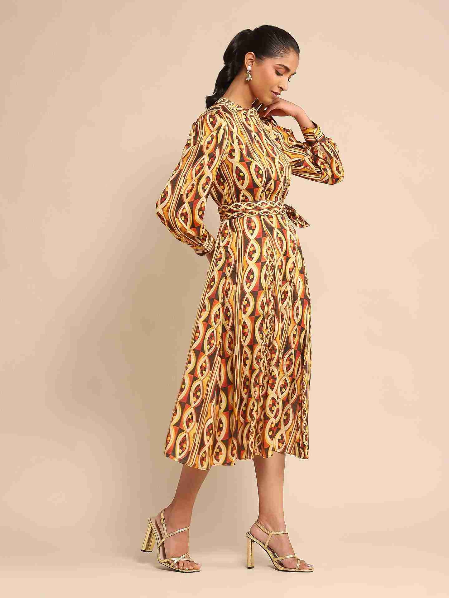 Rust Rubix Midi Dress