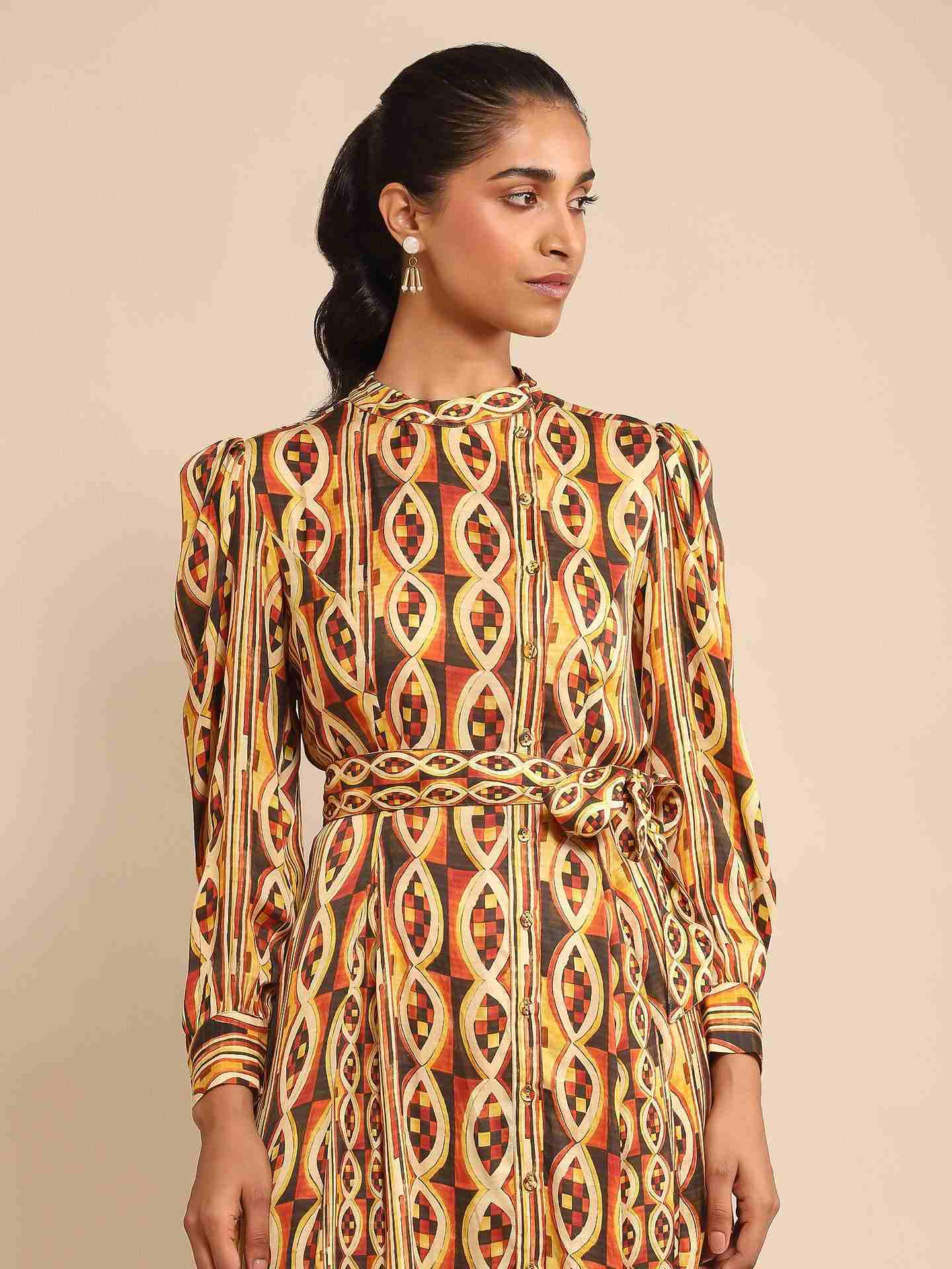 Rust Rubix Midi Dress