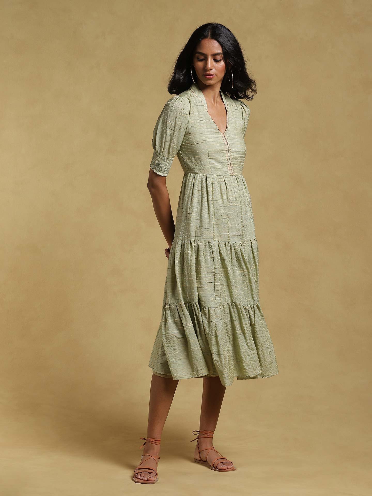 Green Ethereal Cotton Dress