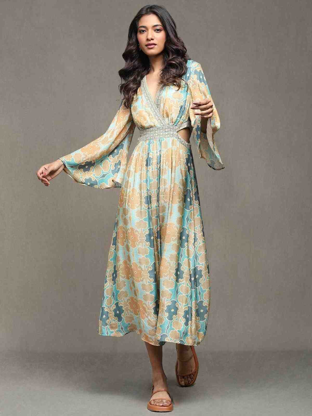 Aqua Blue Fresco Long Dress