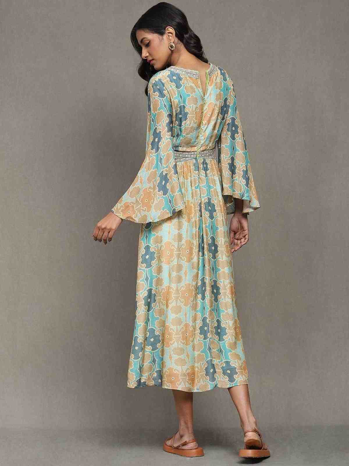 Aqua Blue Fresco Long Dress