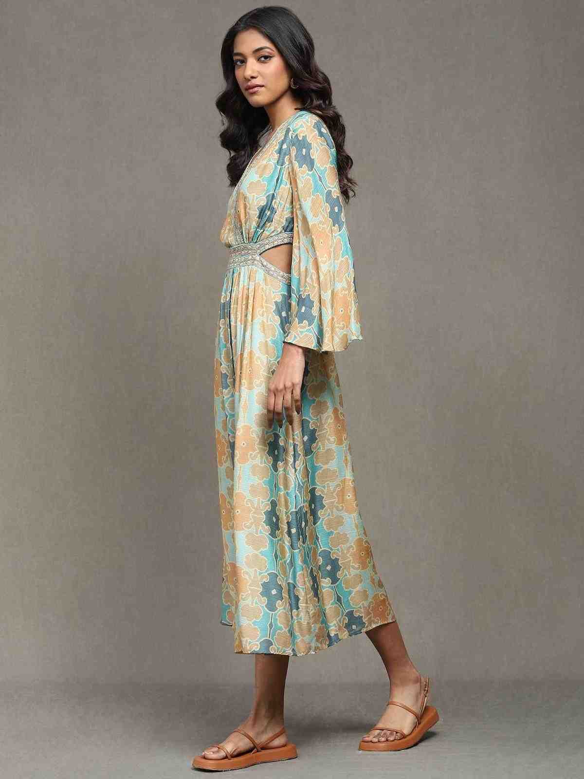 Aqua Blue Fresco Long Dress