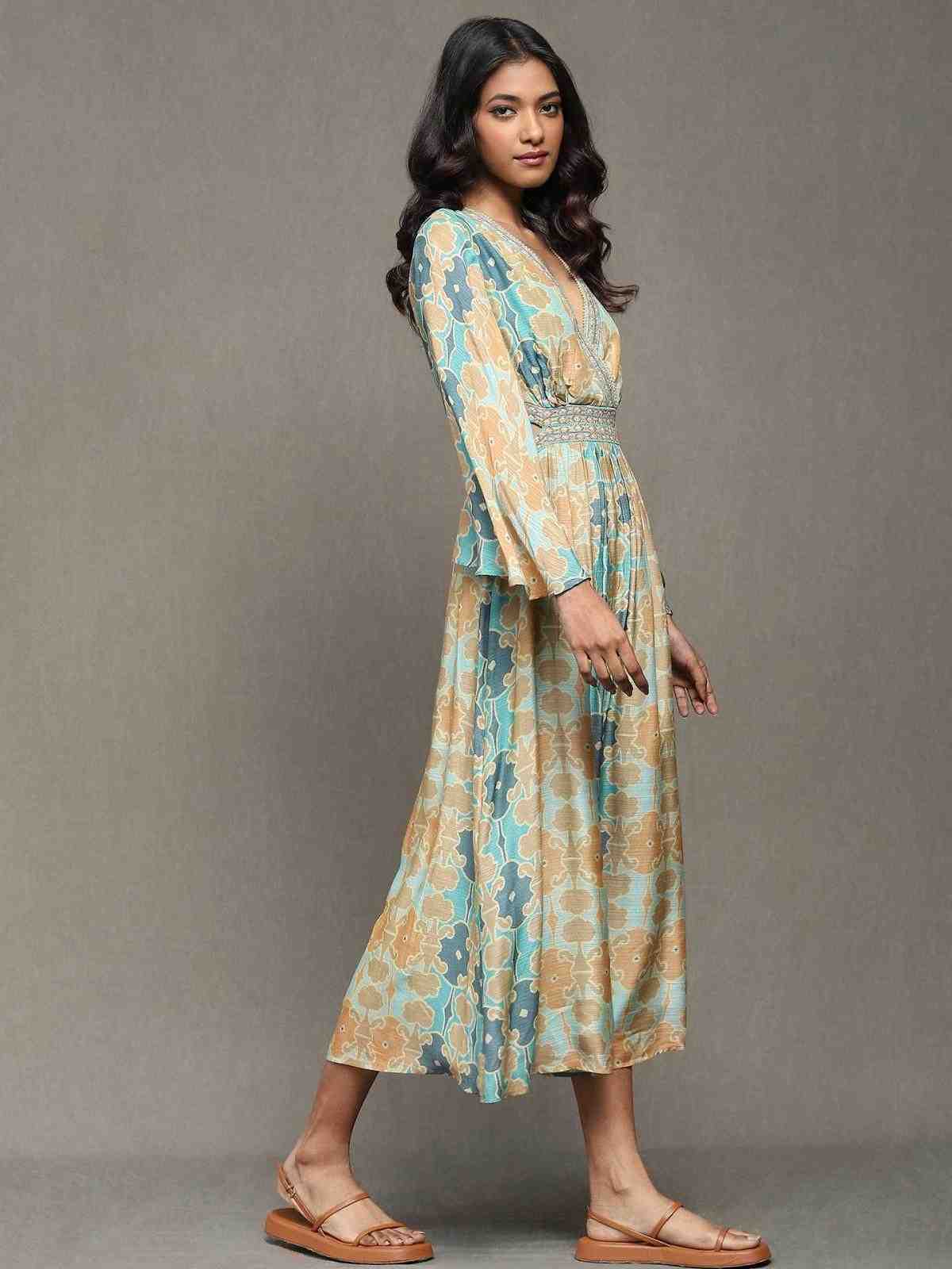 Aqua Blue Fresco Long Dress