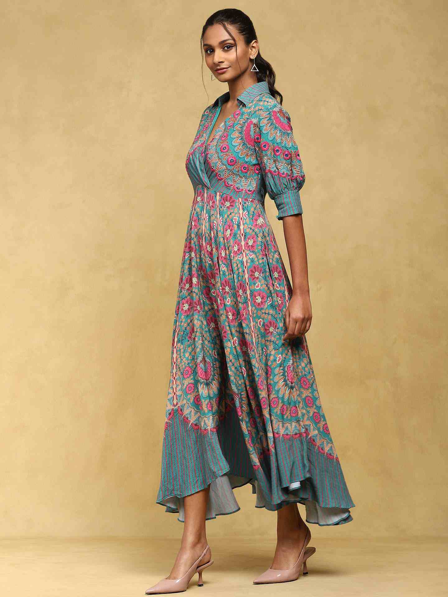 Teal Provence A-Line Dress