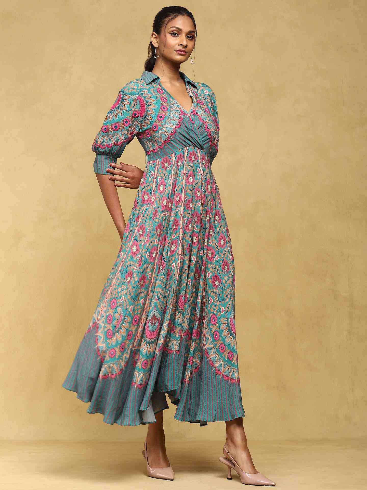 Teal Provence A-Line Dress