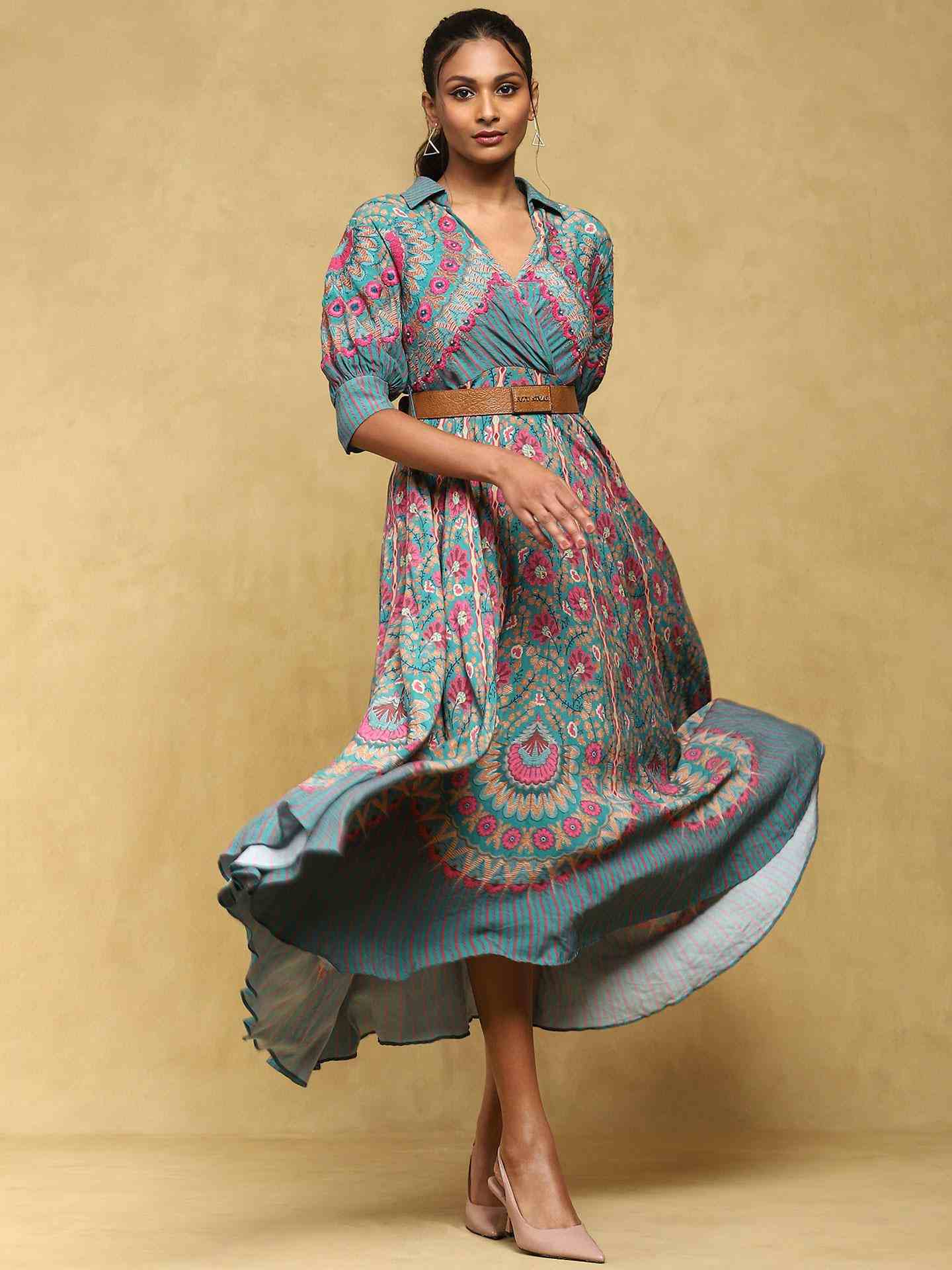 Teal Provence A-Line Dress