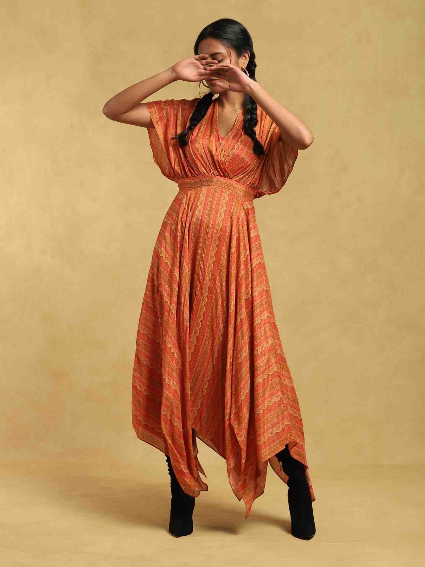 Rust Topi Kapi Kaftan Dress