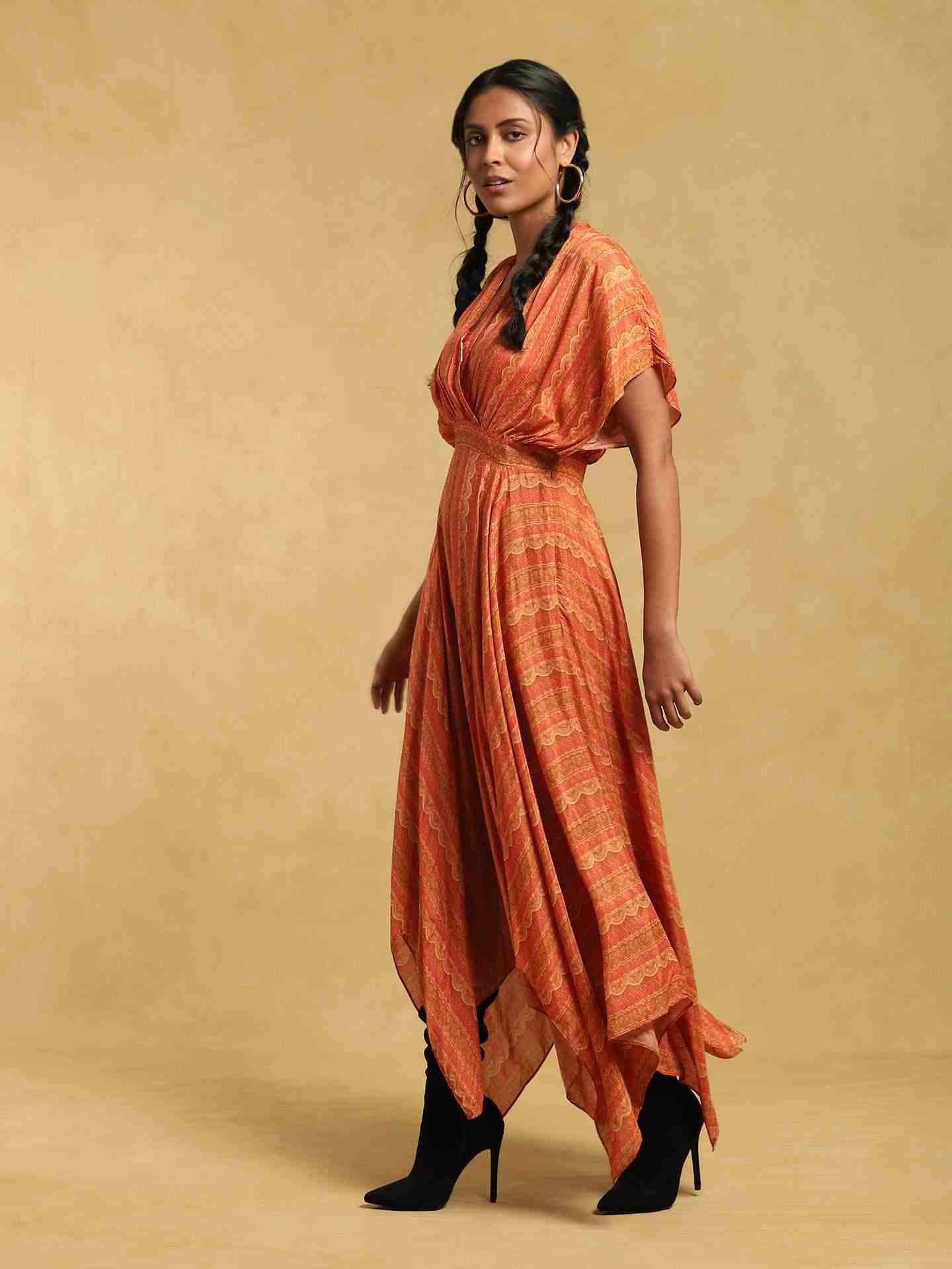 Rust Topi Kapi Kaftan Dress