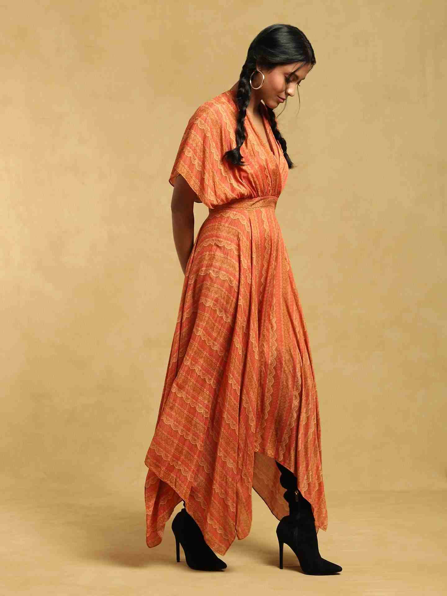 Rust Topi Kapi Kaftan Dress