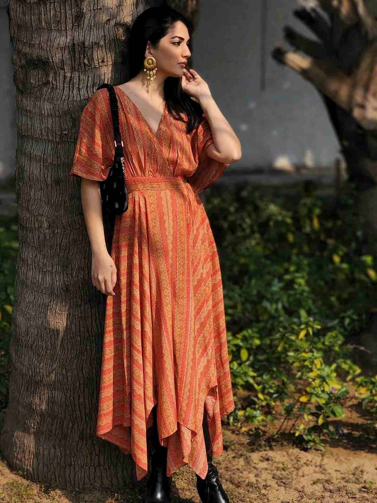 Rust Topi Kapi Kaftan Dress