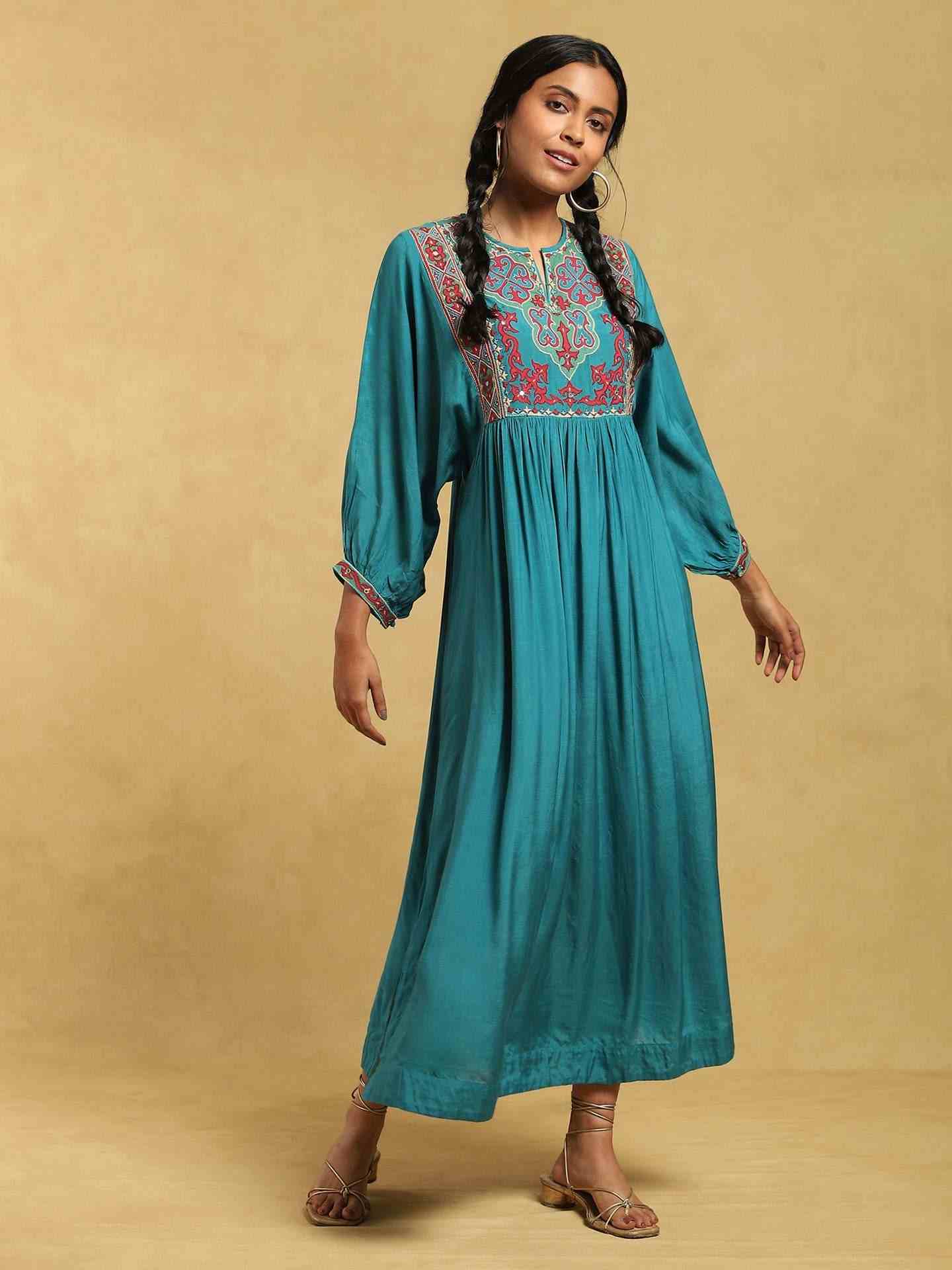 Teal Parvaz Dress