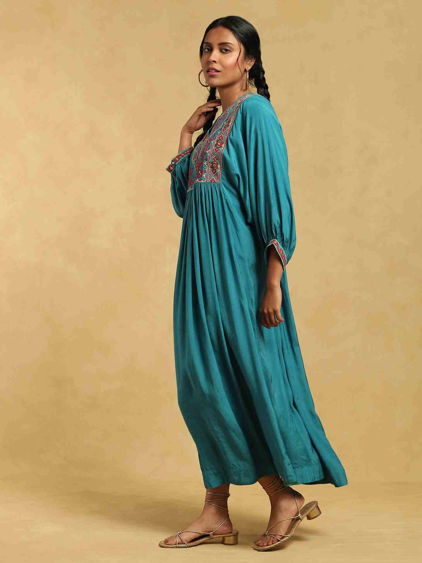 Teal Parvaz Dress