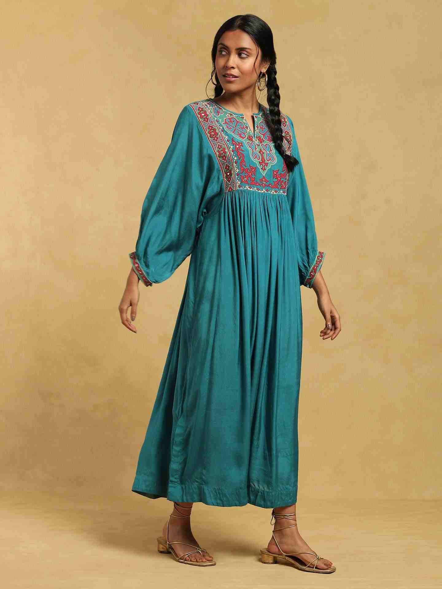Teal Parvaz Dress