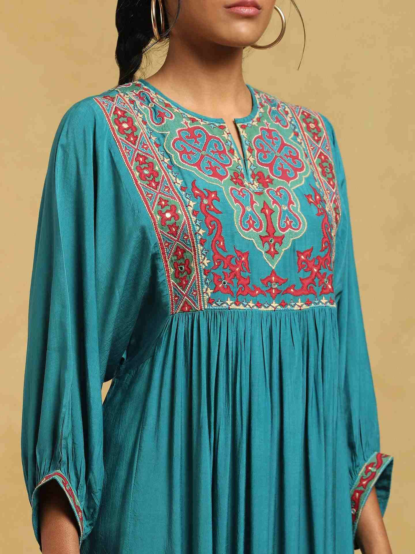 Teal Parvaz Dress