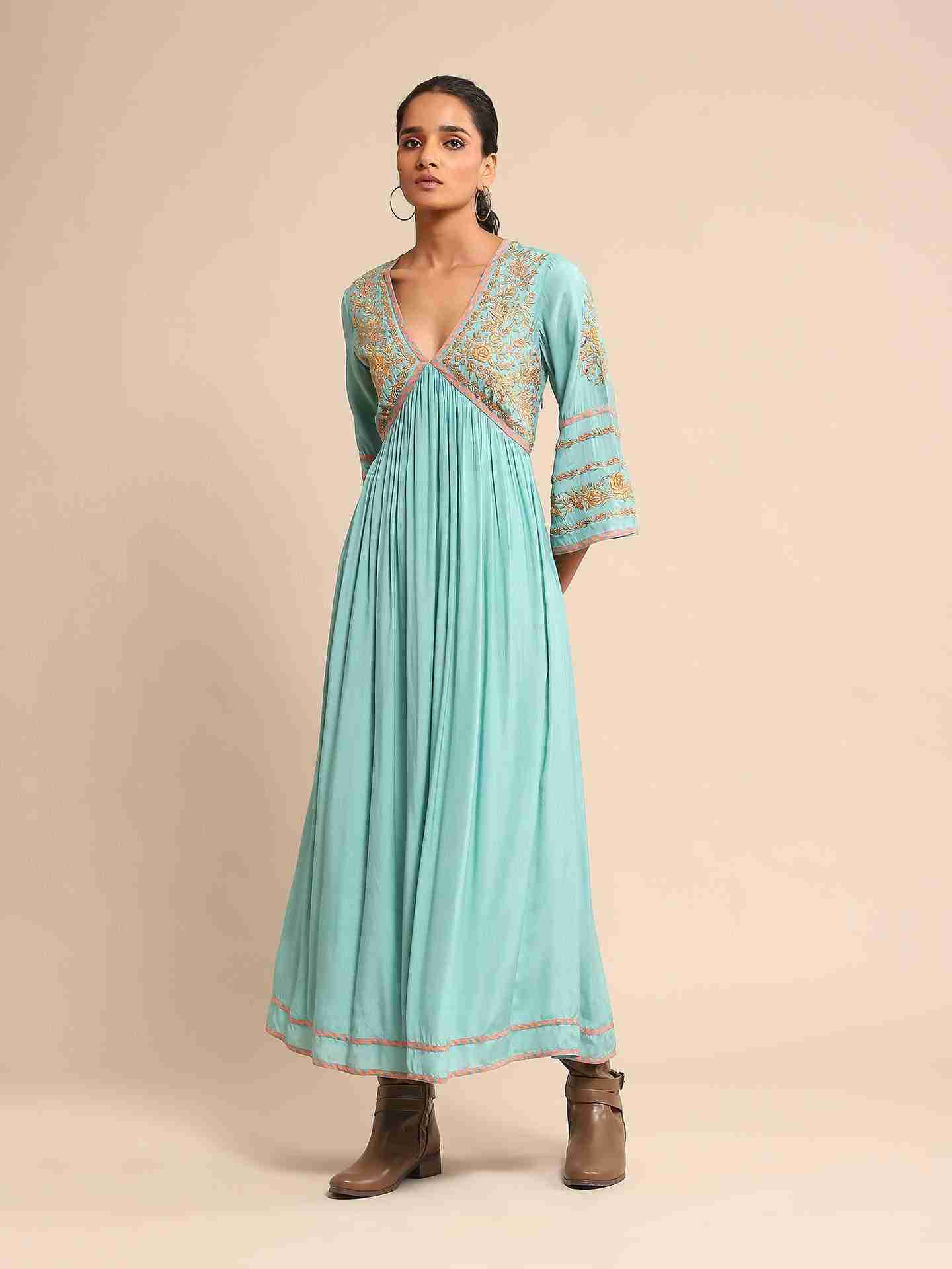 Turquoise Anantam Solid Dress