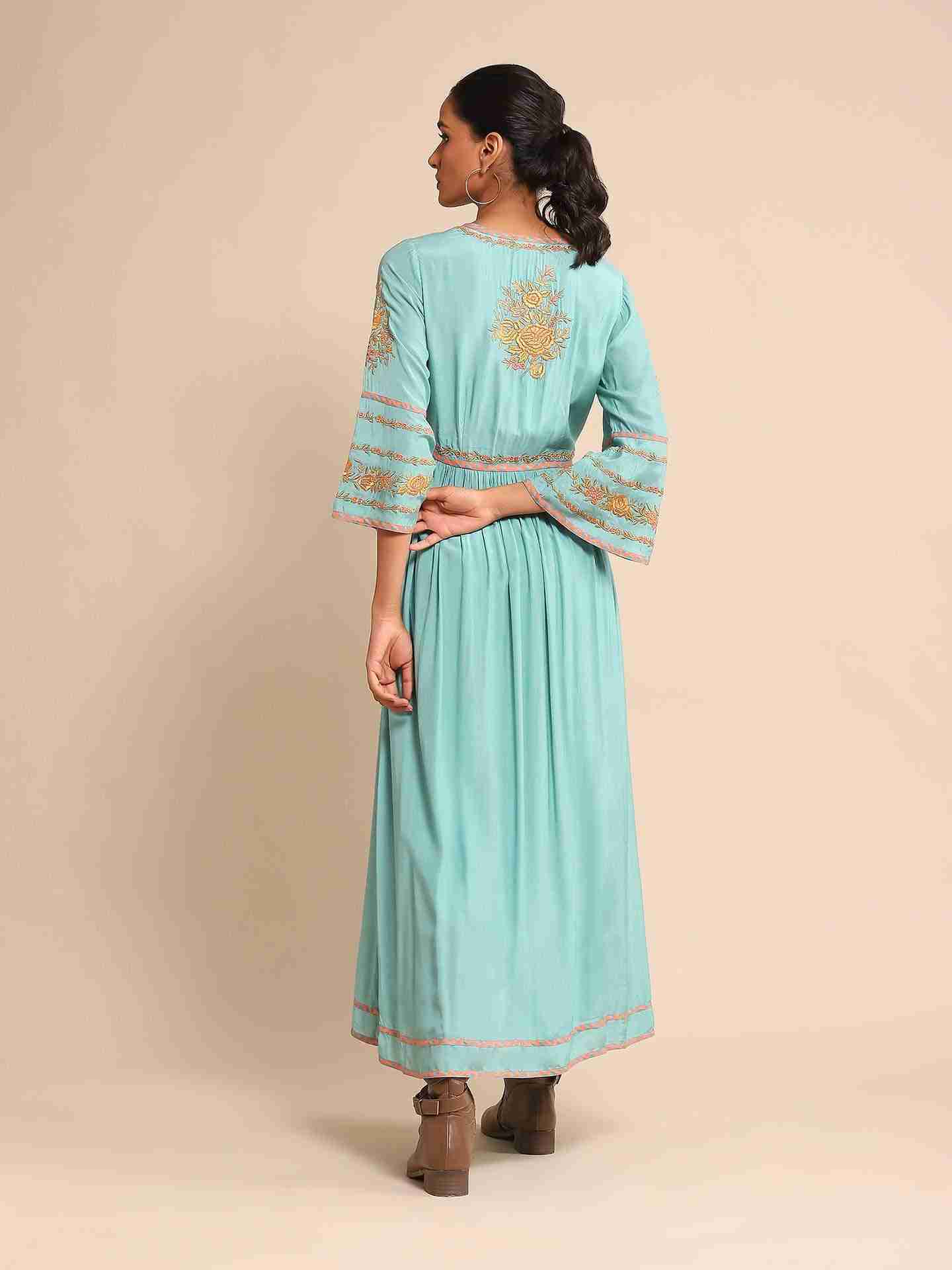 Turquoise Anantam Solid Dress