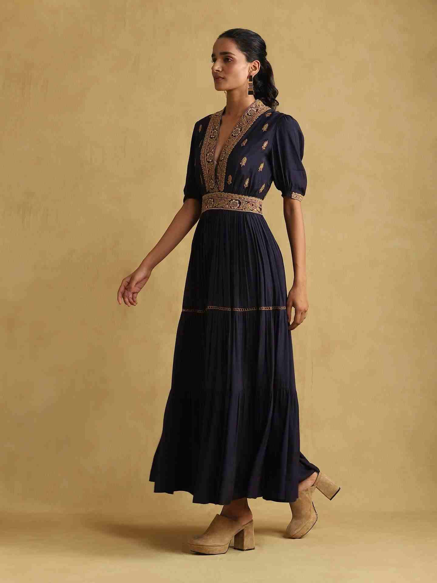 Navy Ava Solid Dress