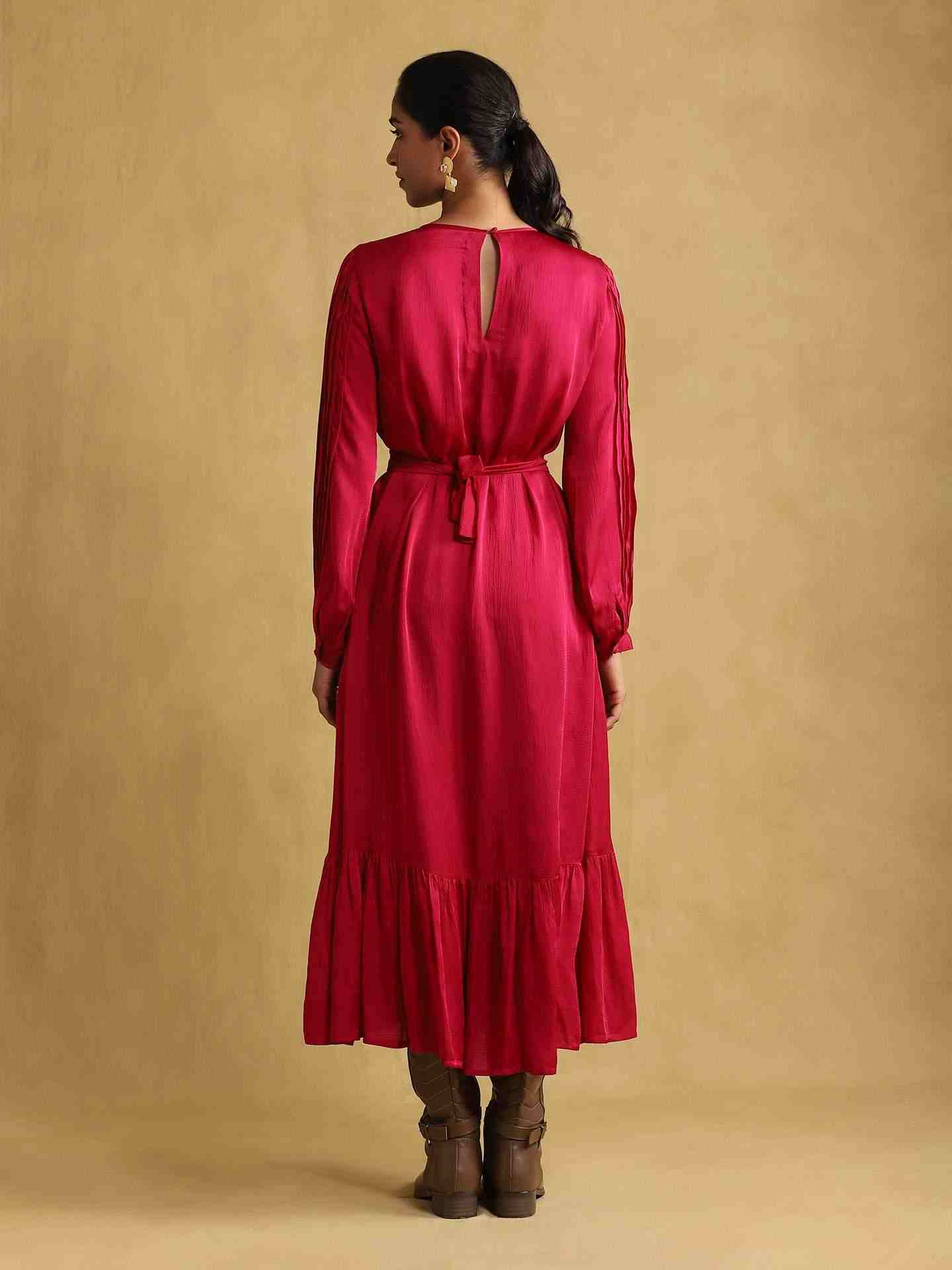 Pink Solids Satin Dress